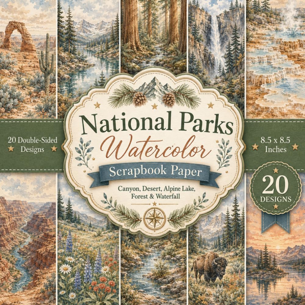 National Parks Watercolor Scrapbook Paper: 20 Double-Sided Canyon, Desert & Alpine Lake Designs for Junk Journals, Card Making & Collage | 8.5 x 8.5 Inch baixar livro de graça