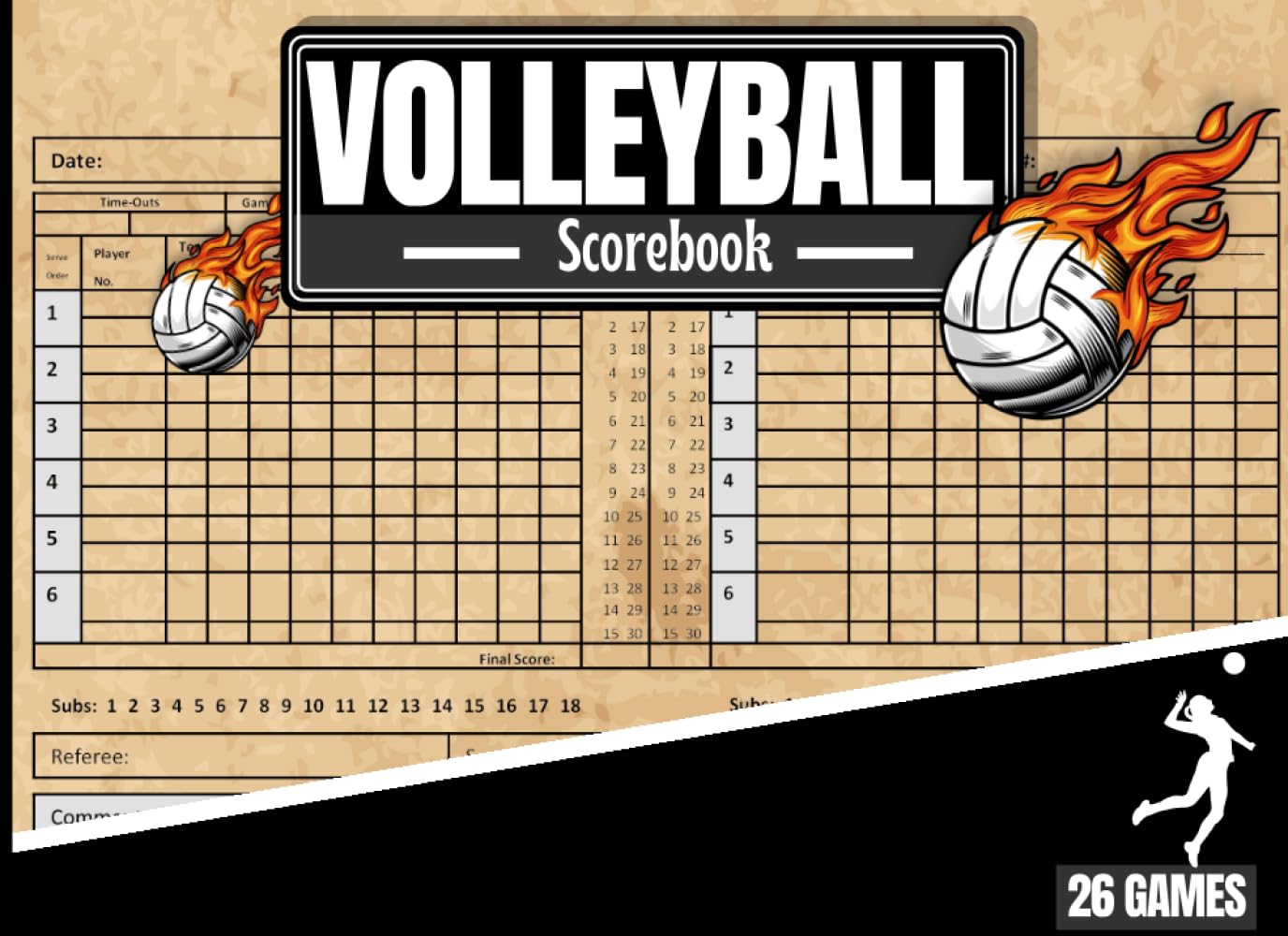 ler totalmente Volleyball Scorebook: Track 130 Sets Across 26 Matches - 8.25 x 6, 130 Pages