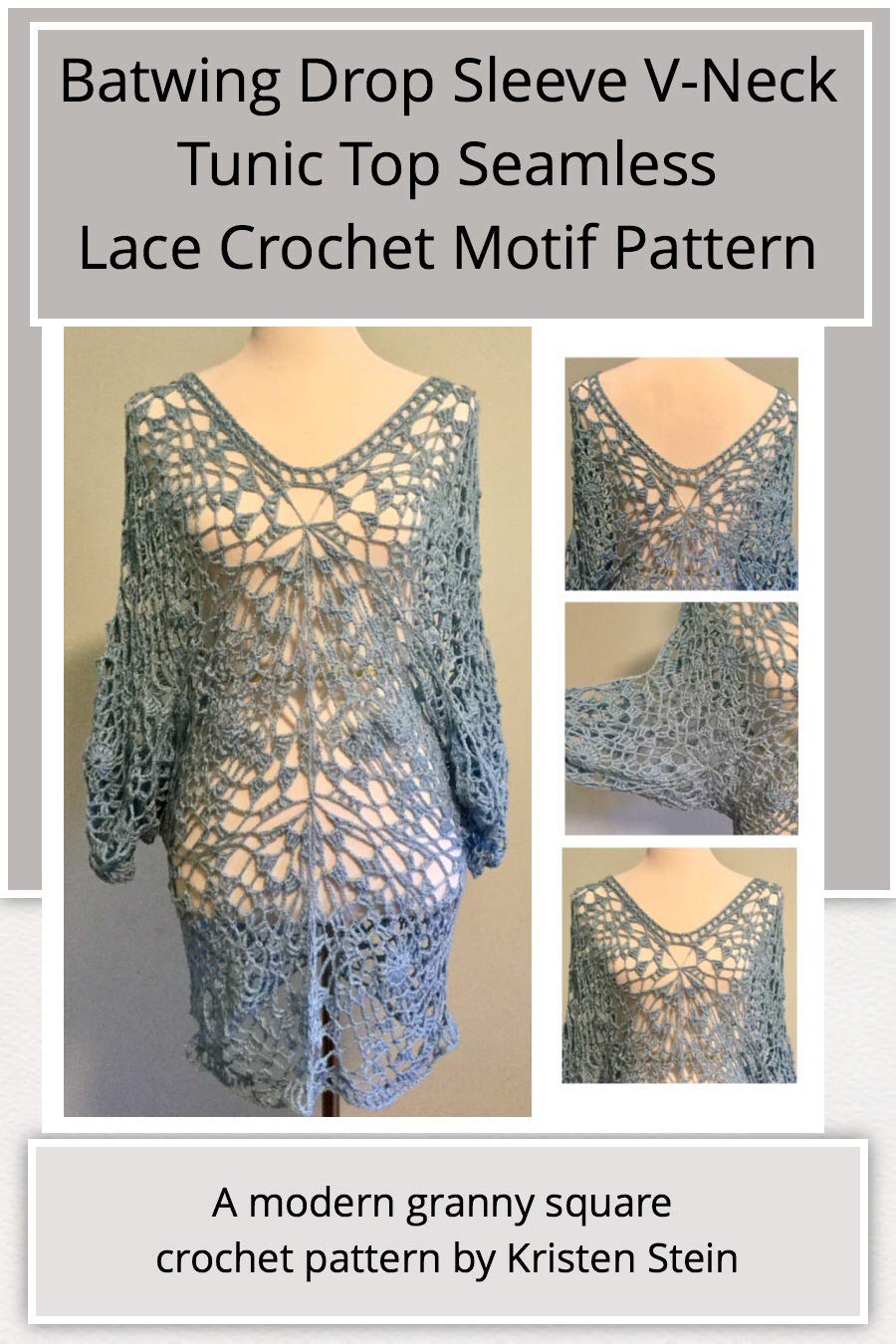 Batwing Drop Sleeve V-Neck Tunic Top Seamless Lace Crochet Motif Pattern: A modern granny square crochet pattern (English Edition) baixar o livro de graça