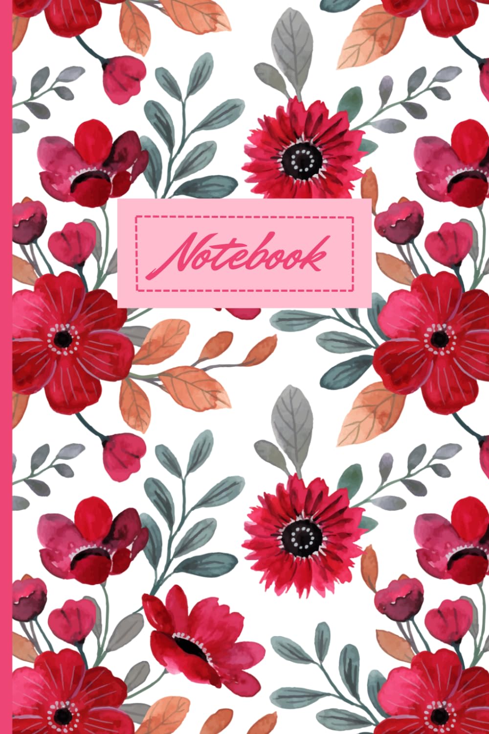 ler totalmente White Journal With Red Flowers For Home, School, College, Work: Notebook