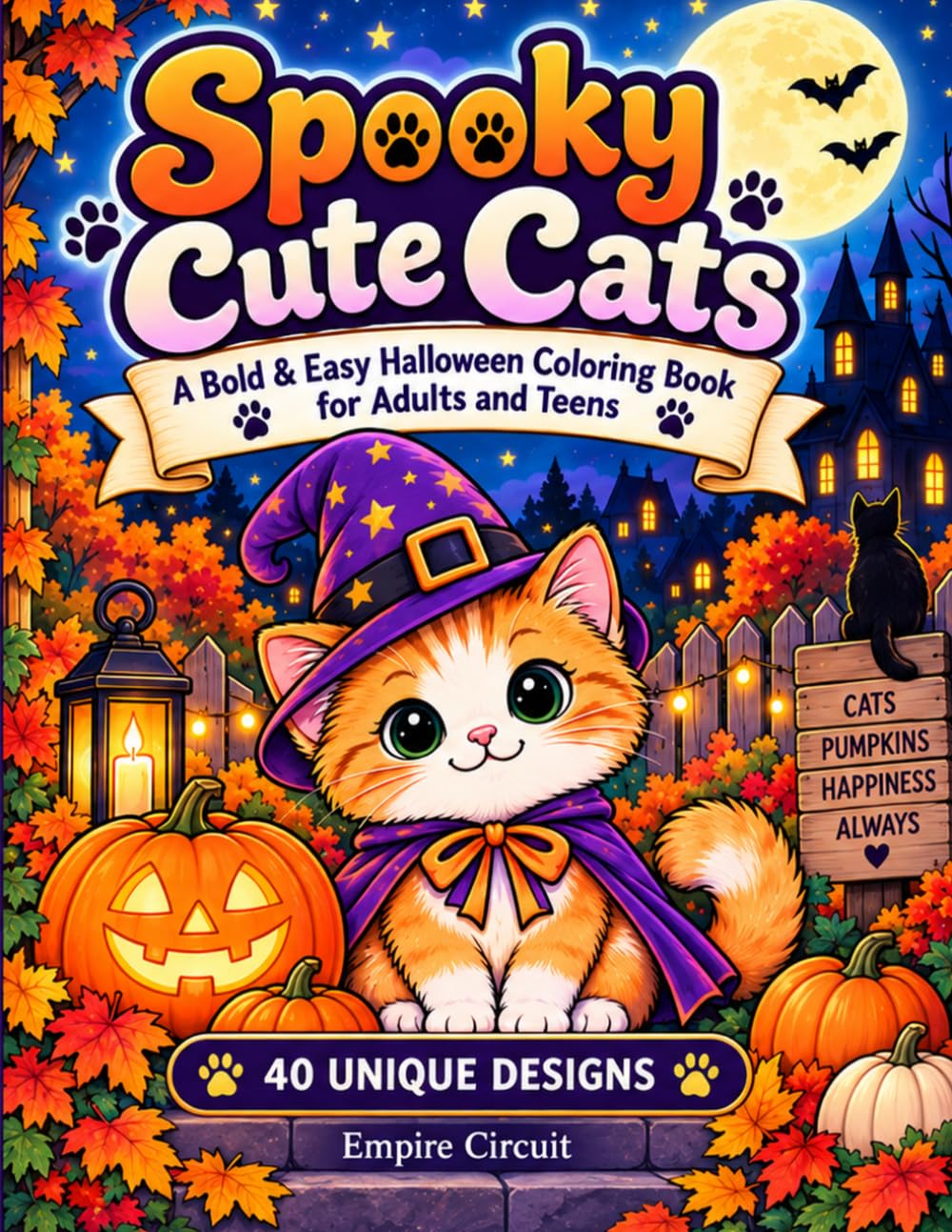 ler totalmente Spooky Cute Cats: A Bold & Easy Halloween Coloring Book for Adults and Teens