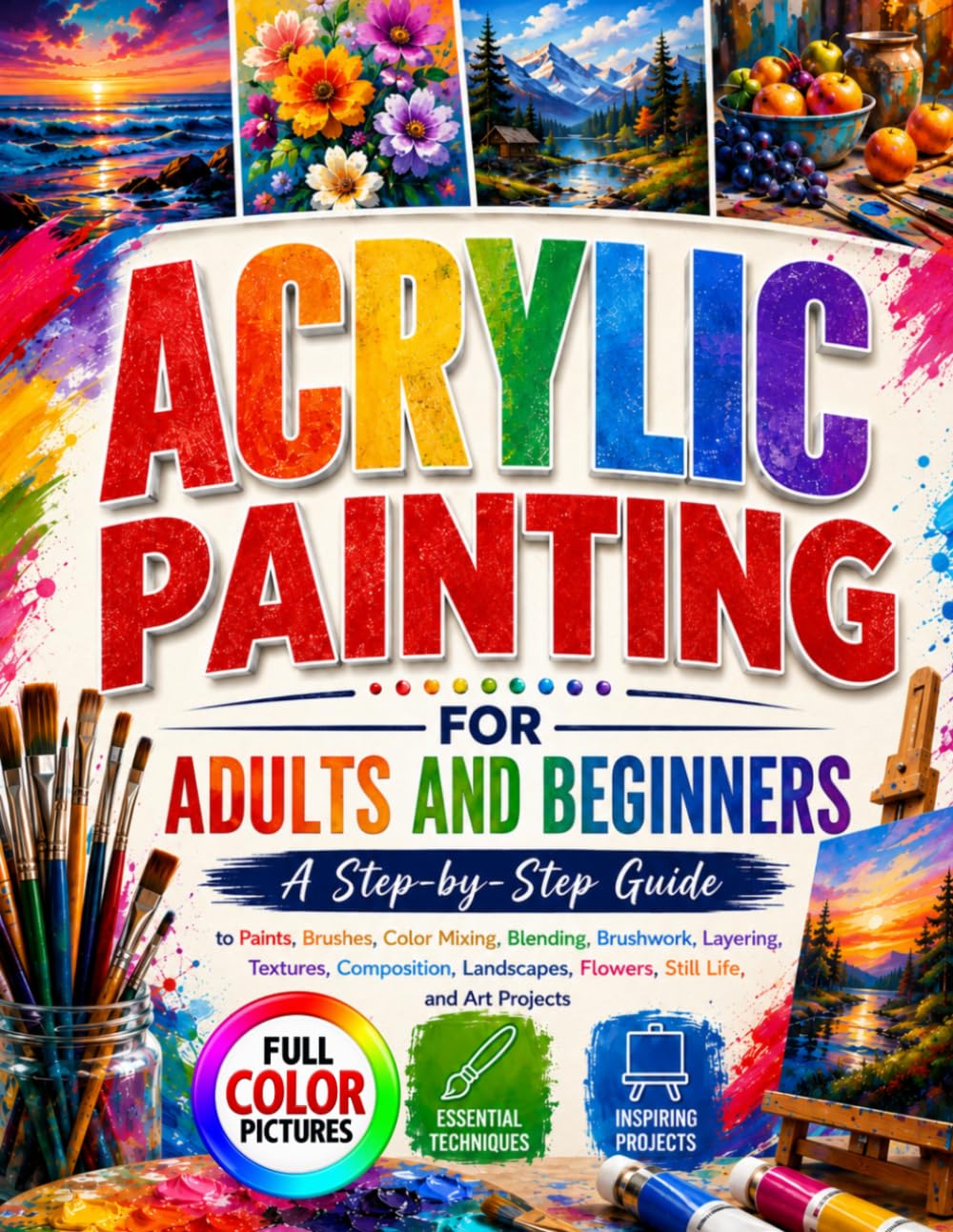 ACRYLIC PAINTING FOR ADULTS AND BEGINNERS: A Step-by-Step Guide to Paints, Brushes, Color Mixing, Blending, Brushwork, Layering, Textures,... Flowers, Still Life, and Art Projects baixar livro de graça