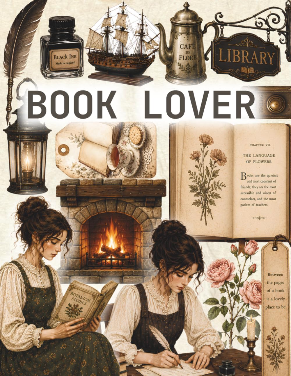 ler totalmente Book Lover Ephemera: Vintage Reading and Writing Collage Elements for Junk Journals, Scrapbooking and Creative Paper Projects