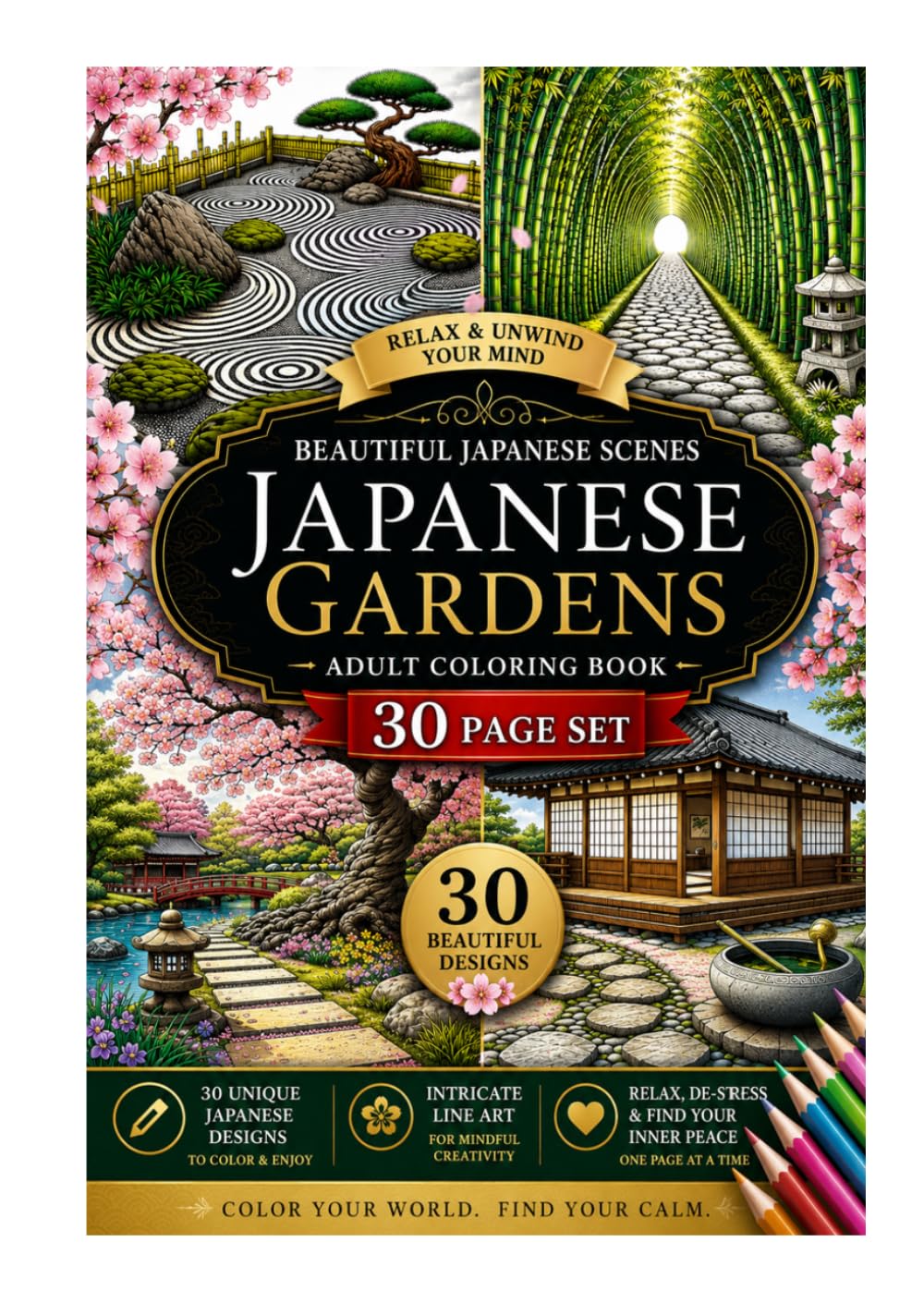 capítulo por capítulo baixar JAPANESE GARDENS: BEAUTIFUL JAPANESE SCENES ADULT COLORING BOOK