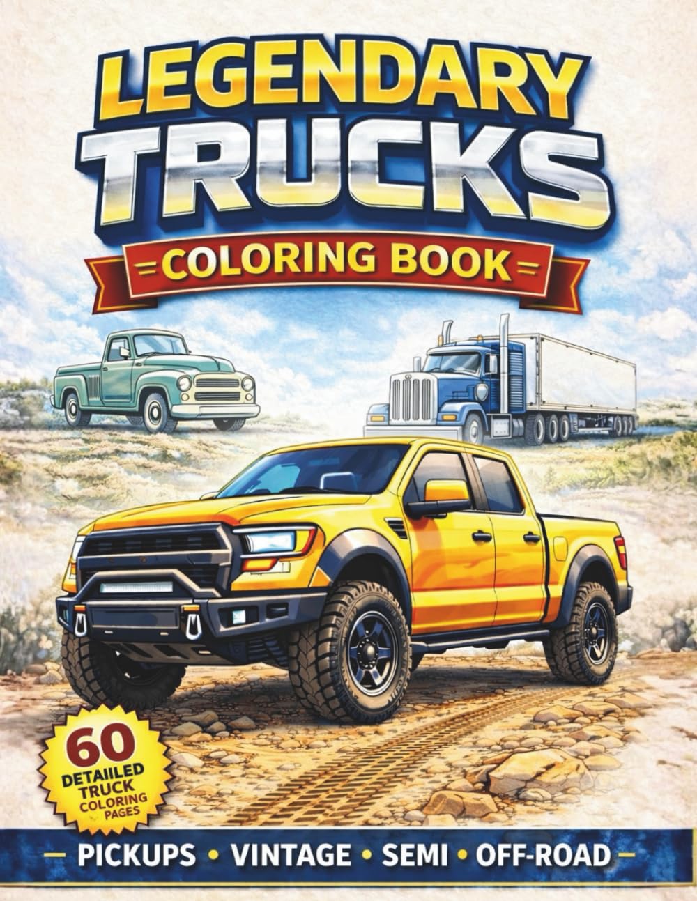 Legendary Trucks Coloring Book: 60 Detailed Coloring Pages Featuring Iconic Pickup, Semi, Vintage & Off-Road Trucks for Relaxation and Stress Relief baixar o livro de graça