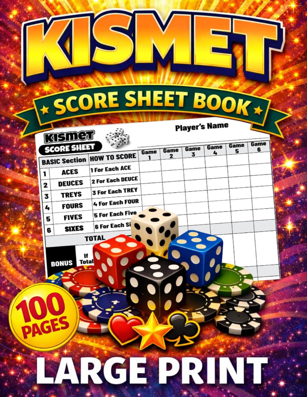 Kismet Score Sheets Large Print: 100 Score Pads for Easy Dice Game Tracking (8.5x11" Score Card) baixar o livro de graça