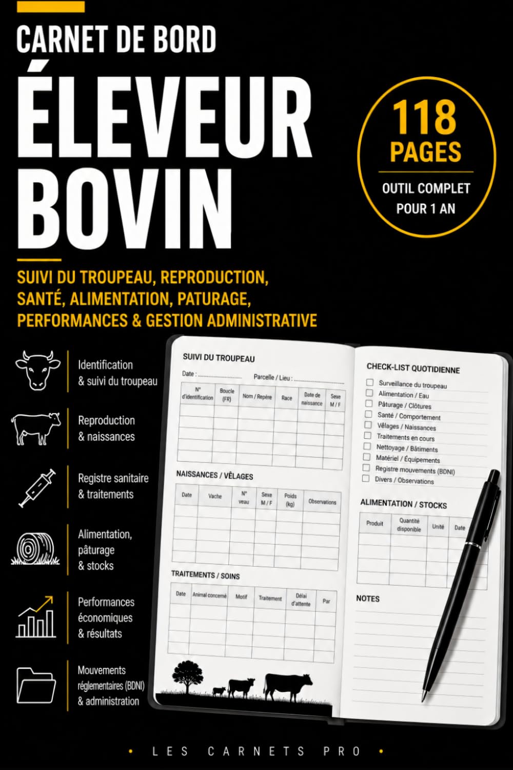 ler totalmente Carnet de Bord Éleveur Bovin: Suivi du troupeau, reproduction, santé, alimentation et gestion de l'exploitation (Les Carnets Pro) (French Edition)