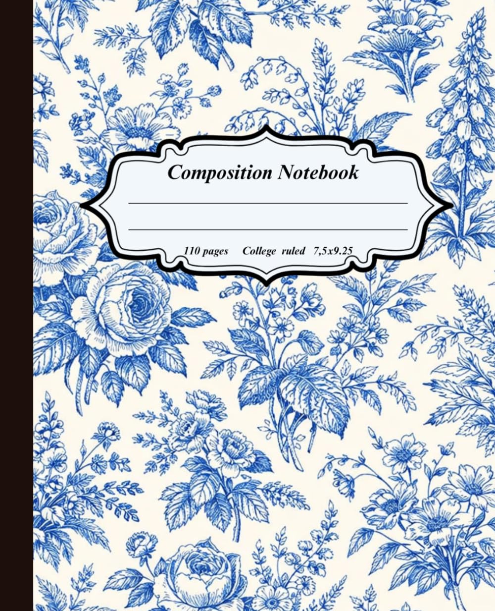 ler totalmente Vintage Floral Composition Notebook: Pastel Blue Botanical Cover | College Ruled Lined Paper Book for Students & School | Antique Delft Aesthetic... with Illustration | 110 Pages, 7.5 x 9.25