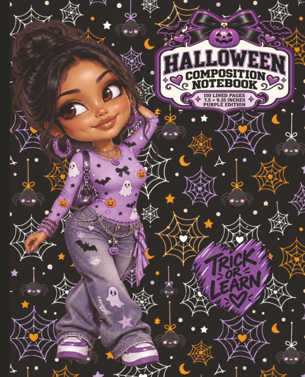 Halloween Composition Notebook: Purple Edition: Cute Halloween Lined Notebook with Spider-Web Design for Girls, Teens, Students and Spooky Stationery Lovers baixar livro de graça