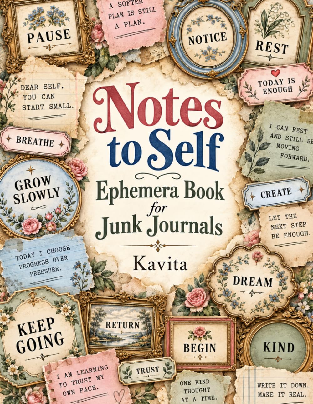 Notes to Self Ephemera Book for Junk Journals: Words and Quotes of Self-Care, Reflection and Gentle Reminder Cutouts for Scrapbooking, Collage and Paper Crafts baixar livro de graça