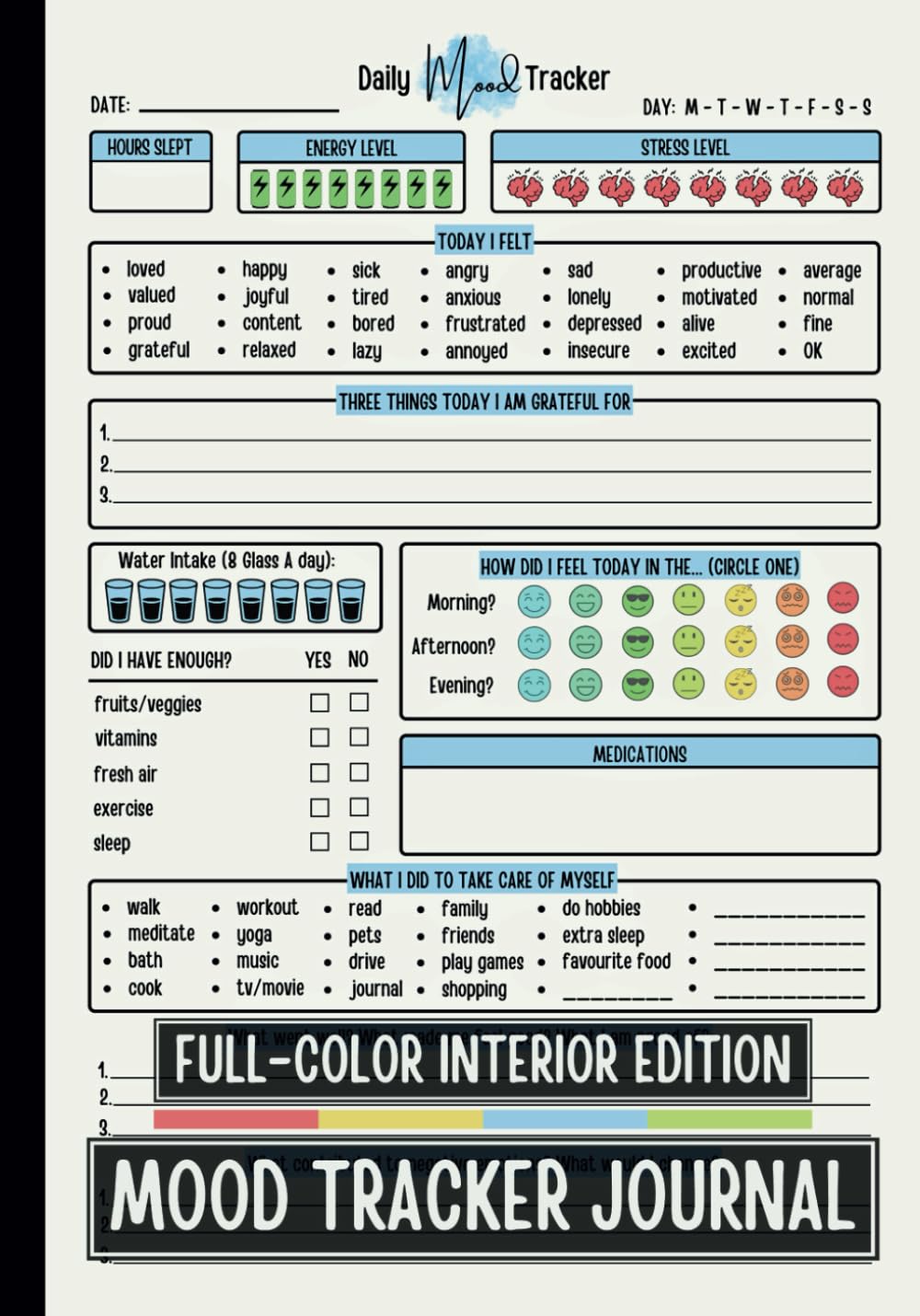 ler totalmente Mood Tracker Journal: Daily Mental Health & Wellness Diary with Prompts for Relieving Anxiety, Borderline Personality Disorder or Depression for Women & Teenage Girls