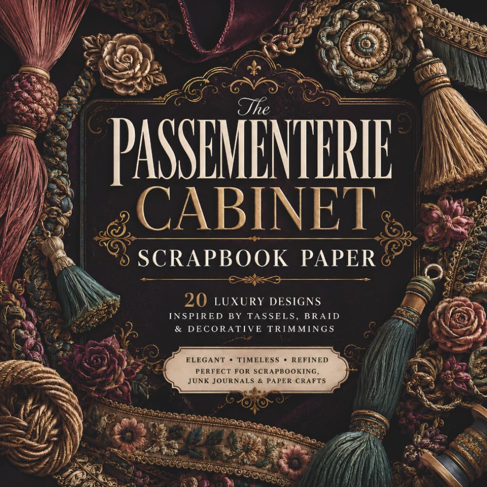 ler totalmente The Passementerie Cabinet Scrapbook Paper: Luxury Tassels, Braids, Fringe & Decorative Trimmings for Junk Journals, Scrapbooking, Collage and Paper Crafts