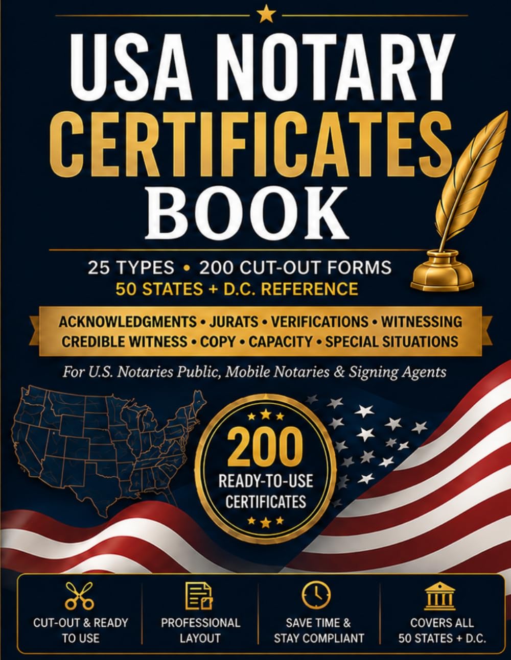 ler totalmente United States Notary Certificates & Forms Book: 200 Ready-to-Use Forms in 25 Types + 50-State & D.C. Certificate Wording Guide — Family, Business, Identity & Special Situations — 2026 Edition