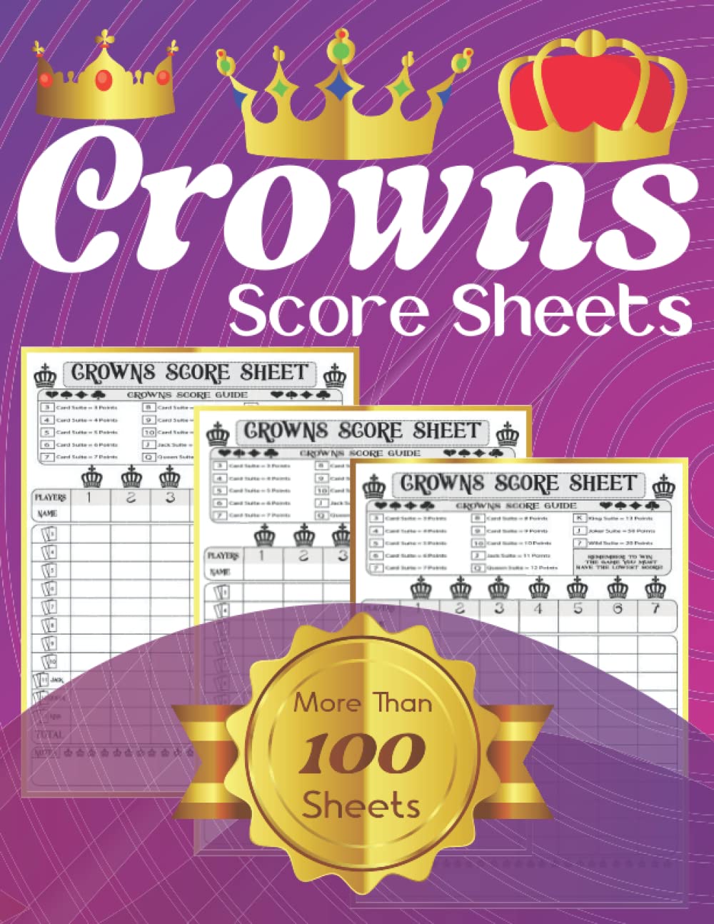 ler totalmente Crowns Score Sheets: Easy and Practical Crowns Score Pads/ 118 Pages Crown Score Cards for Scorekeeping/ Purple Circle Pattern Background