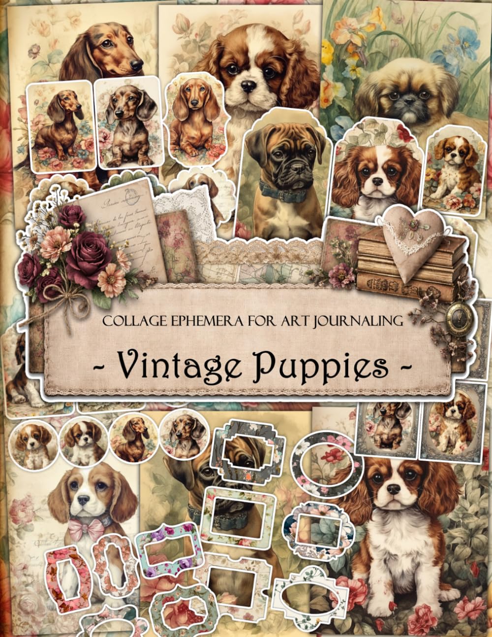 ler totalmente Vintage Puppies Ephemera Book: Vintage Victorian Collage Papers for Junk Journaling, Scrapbooking & Art