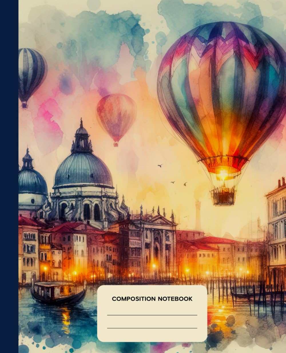 Composition Notebook College Ruled: Hot Air Baloons Watercolor Aesthetic Illustration | Lined Paper Journal For School, College, Office, Work - 7.5" x 9.25" - 110 Pages baixar livro de graça