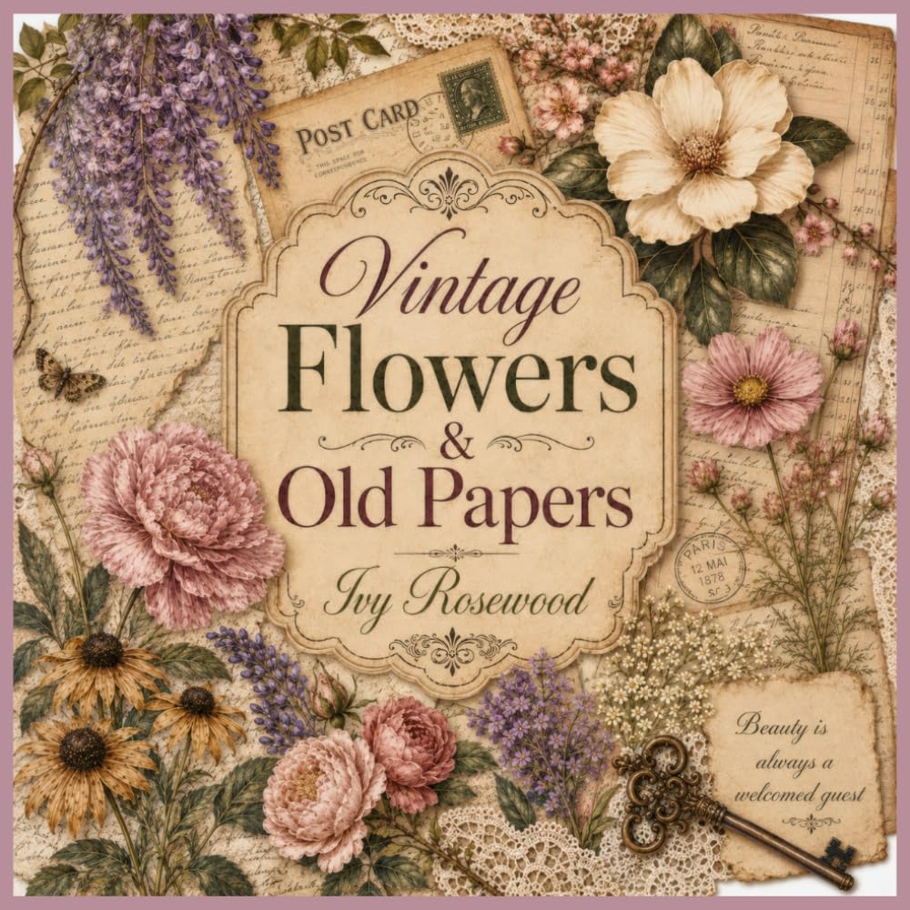 ler totalmente Vintage Flowers and Old Papers Ephemera: 120 Vintage Floral and Aged Paper Pieces for Junk Journals, Scrapbooking, Collage, and Paper Crafts