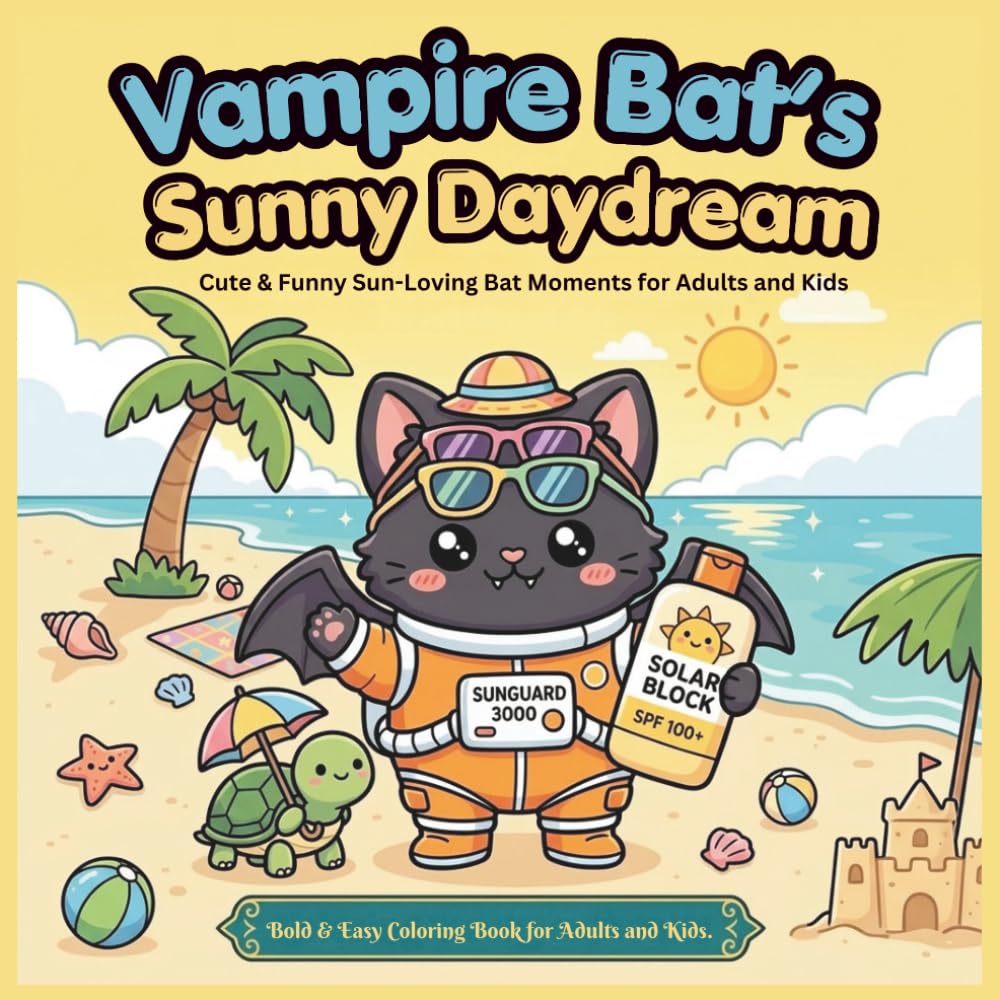 Vampire Bat's Sunny Daydream Bold & Easy Coloring Book: Cute & Funny Sun-Loving Bat Moments for Adults and Kids: Simple& Cute Optimistic Vampire Bat... and Cozy Chaos for Stress Relief, Rel baixar livro de graça