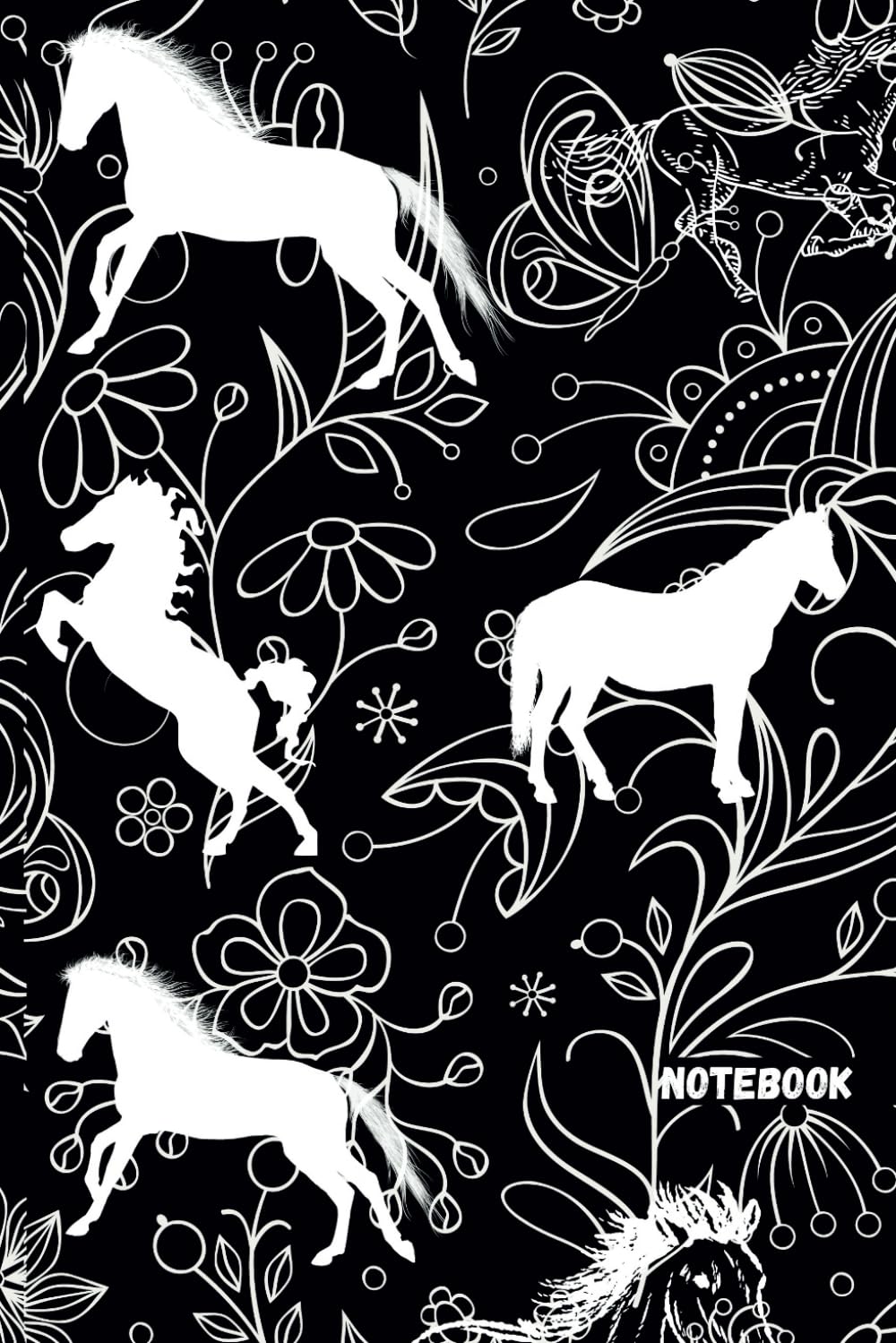 Horse Notebook: Blank Lined Horse Notebook Journal for Horse Lovers – Perfect Gift for Girls, Teens, and Women | Black and White Floral baixar o livro de graça