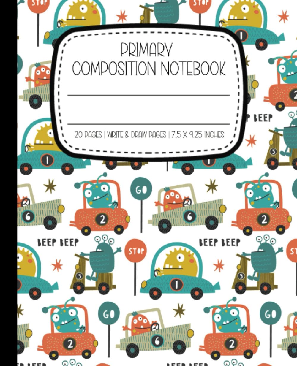 Cute Alien Primary Composition Notebook: Creative Draw and Write Notebook for Grades K-2 | Primary Story Journal with Dotted Midline and Picture Space for Grades K-2 | 7.5 x 9.25 inches | 120 Pages