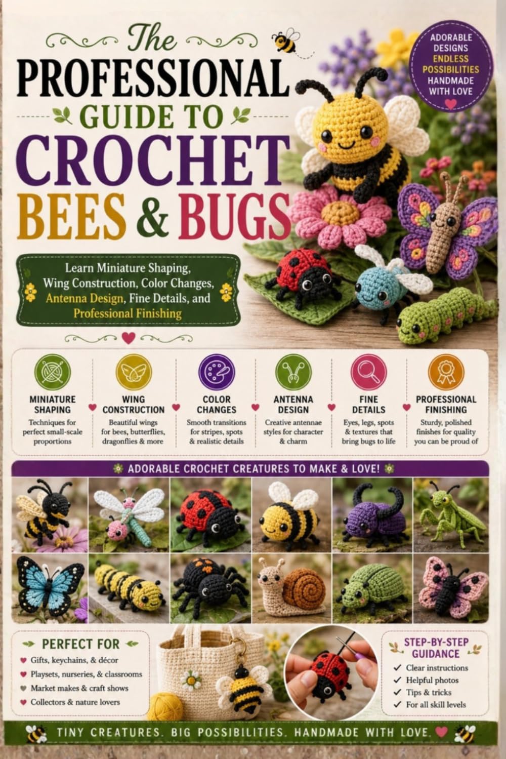 capítulo por capítulo baixar The Professional Guide to Crochet Bees and Bugs: Learn Miniature Shaping, Wing Construction, Color Changes, Antenna Design, Fine Details, and Professional Finishing