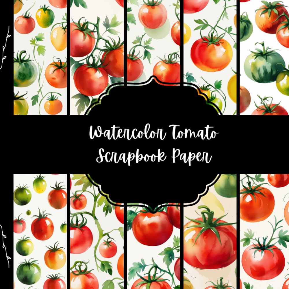 ler totalmente Watercolor Tomato Scrapbook Paper, Vegetable Junk Journal Paper, Kitchen Decorative Paper, DIY Projects, Origami, Collage Sheets, Decoupage Paper, 10 Designs, Double Sided