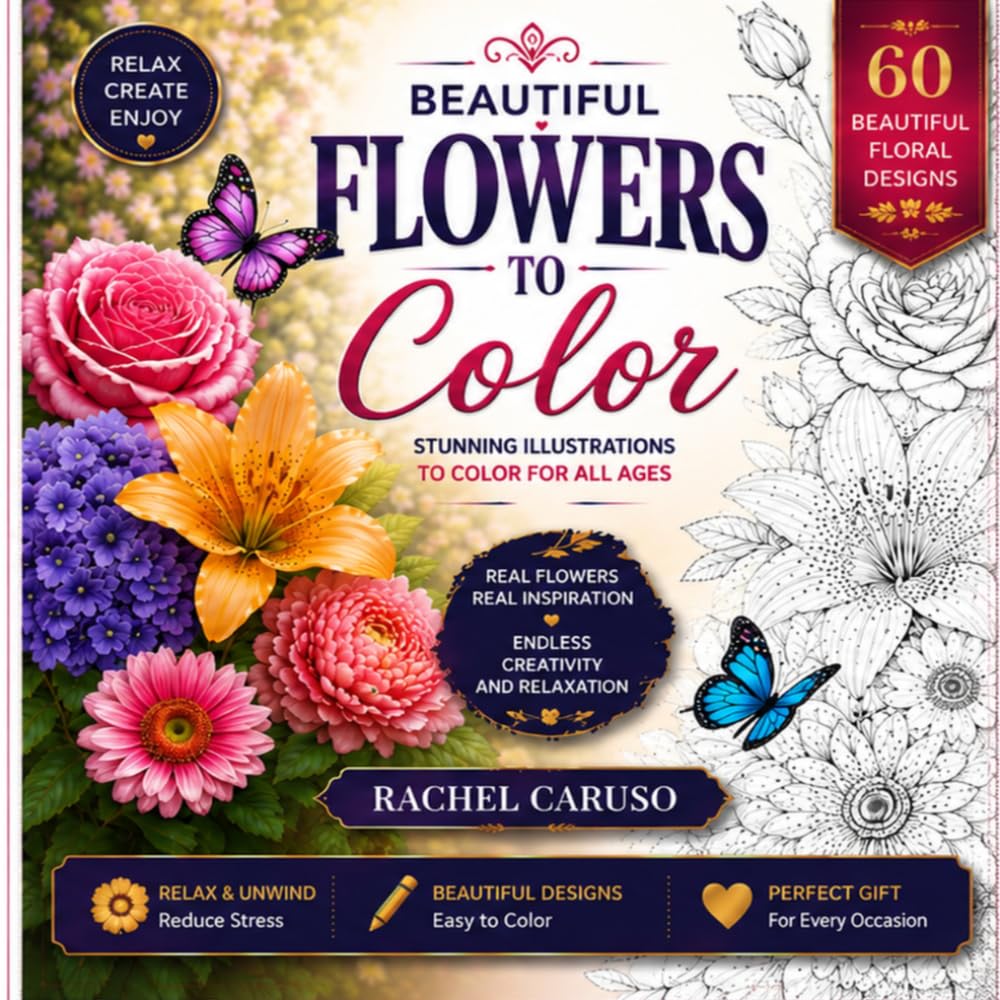 "Real and Fantastic Flowers to Color": Beautiful illustrations to color for all ages baixar o livro de graça