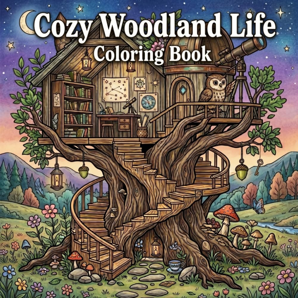 Cozy Woodland Life Coloring Book: 40 Cozy Coloring Pages of Woodland Homes, Forest Shops, Hidden Villages, Seasonal Festivals, and Whimsical Adventures baixar o livro de graça