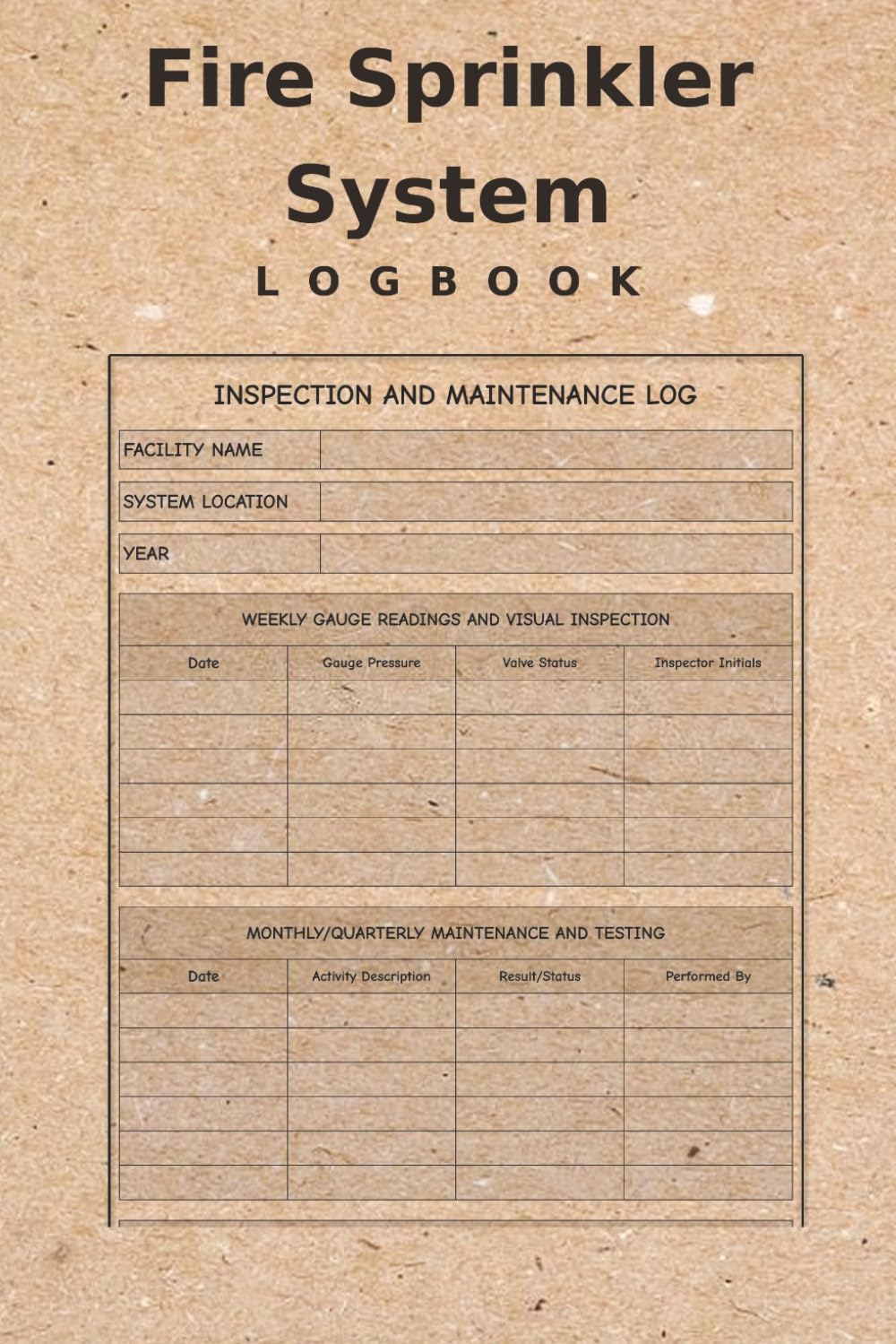 capítulo por capítulo baixar Fire Sprinkler System Logbook: Organized Inspection, Testing & Maintenance Records for NFPA 25 Compliance & Fire Protection Safety
