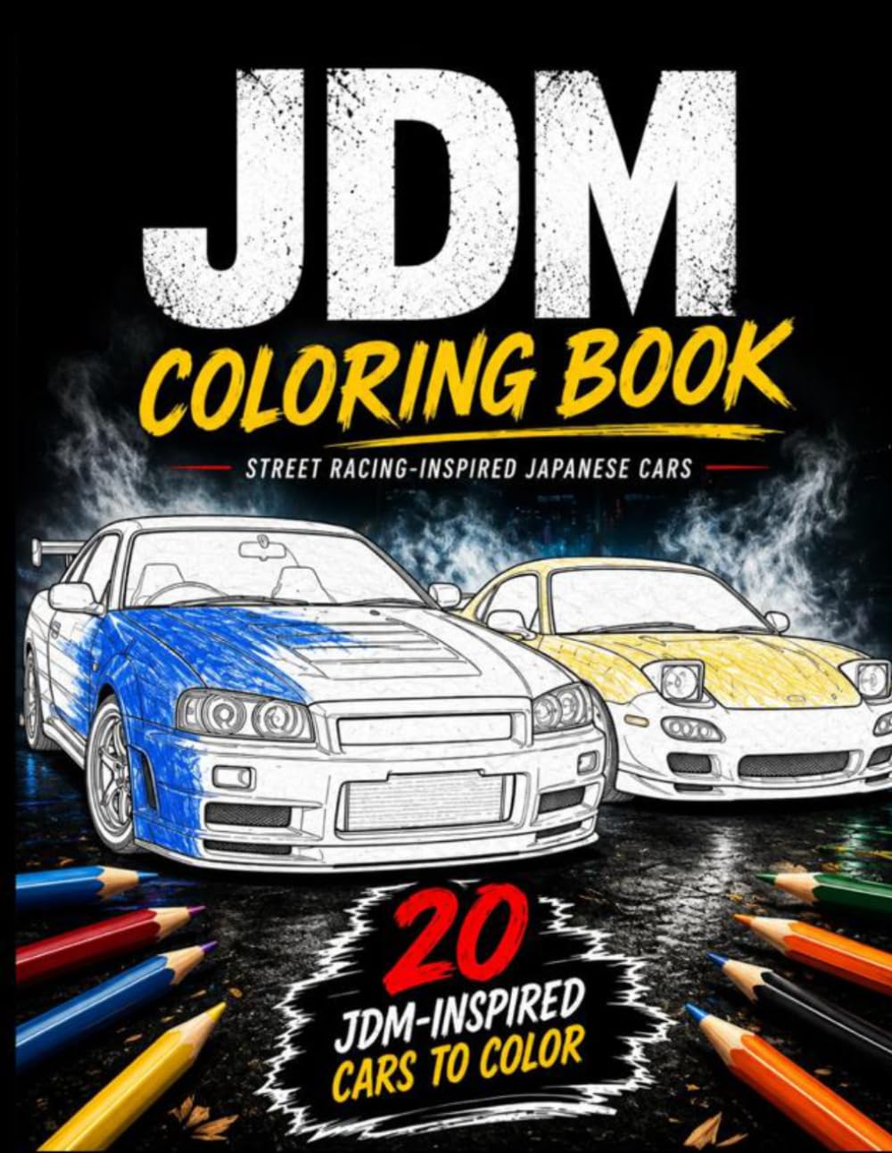capítulo por capítulo baixar JDM Coloring Book - Street Racing-Inspired Japanese Cars: 20 JDM-inspired cars to color