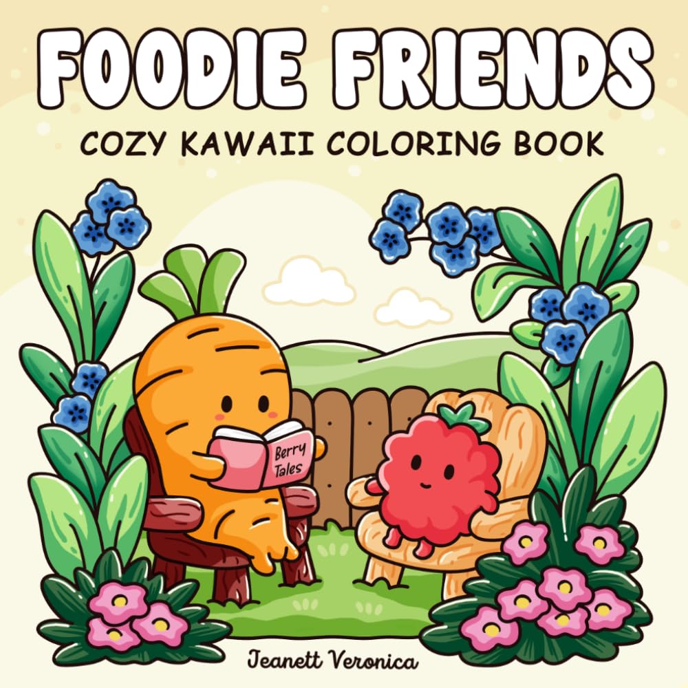 Foodie Friends: Cozy Kawaii Coloring Book for Adults and Teens, Featuring Cute Veggies, Fruits, and Sweet Food-Themed Pages for Relaxation and Fun baixar livro de graça