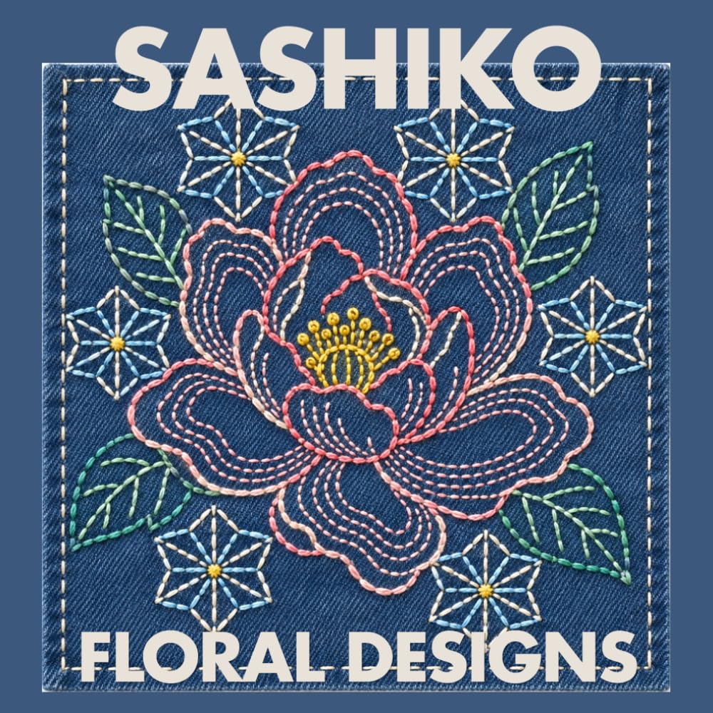 Sashiko Floral Designs: 35 Japanese-Inspired Flower Embroidery Patterns: 7 × 7 Sashiko Stitch Templates with Flowers, Leaves, and Traditional Geometric Motifs for Hand Embroidery Projects baixar livro de graça