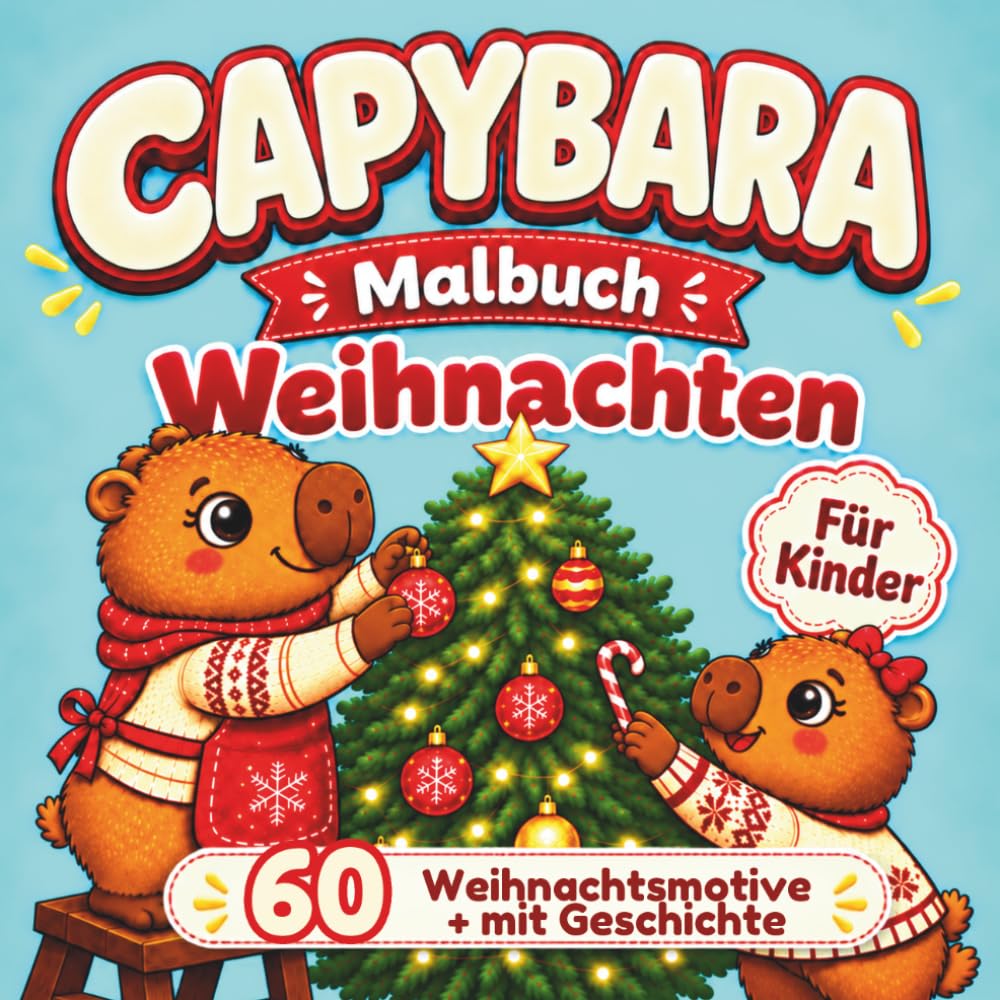 Capybara Malbuch: 60 süße Weihnachtsmotive und eine zauberhafte Geschichte mit der Capybara-Familie – festliches Ausmalbuch für Kinder ab 4 Jahren (German Edition) baixar o livro de graça