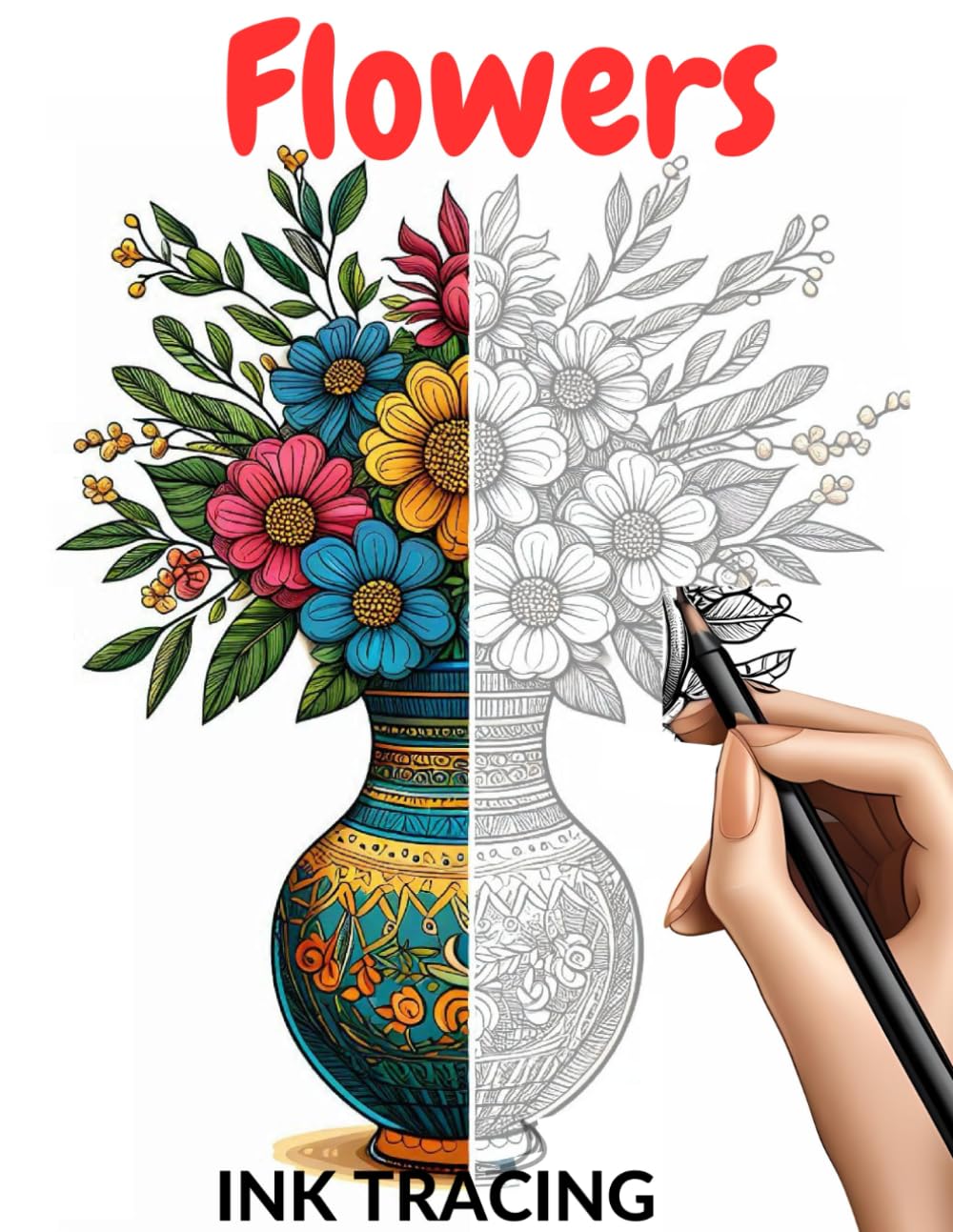 Flowers Ink Tracing and Coloring Book: 40 Elegant Floral Designs to Trace and Color for All Ages. baixar livro de graça