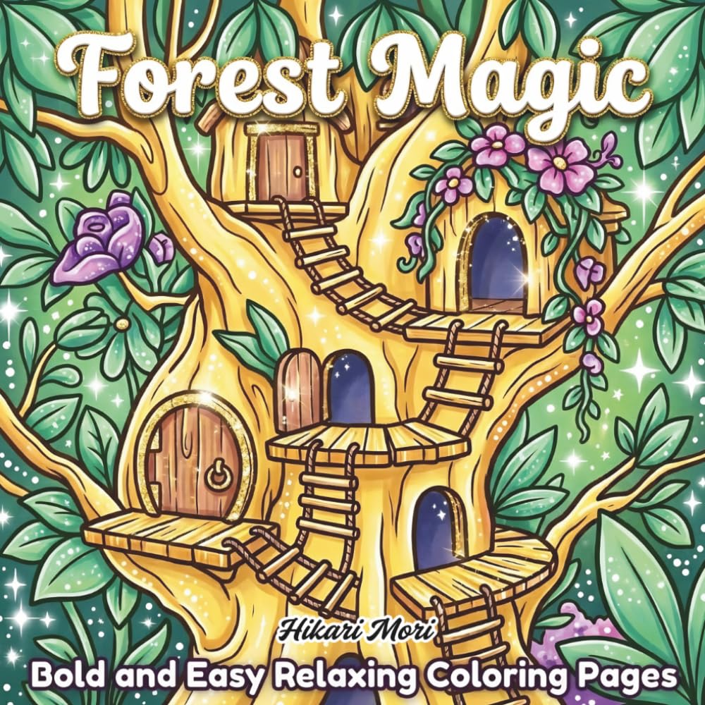 Forest Magic Coloring Book: Bold and Easy Relaxing Coloring Pages for Adults and Teens baixar o livro de graça
