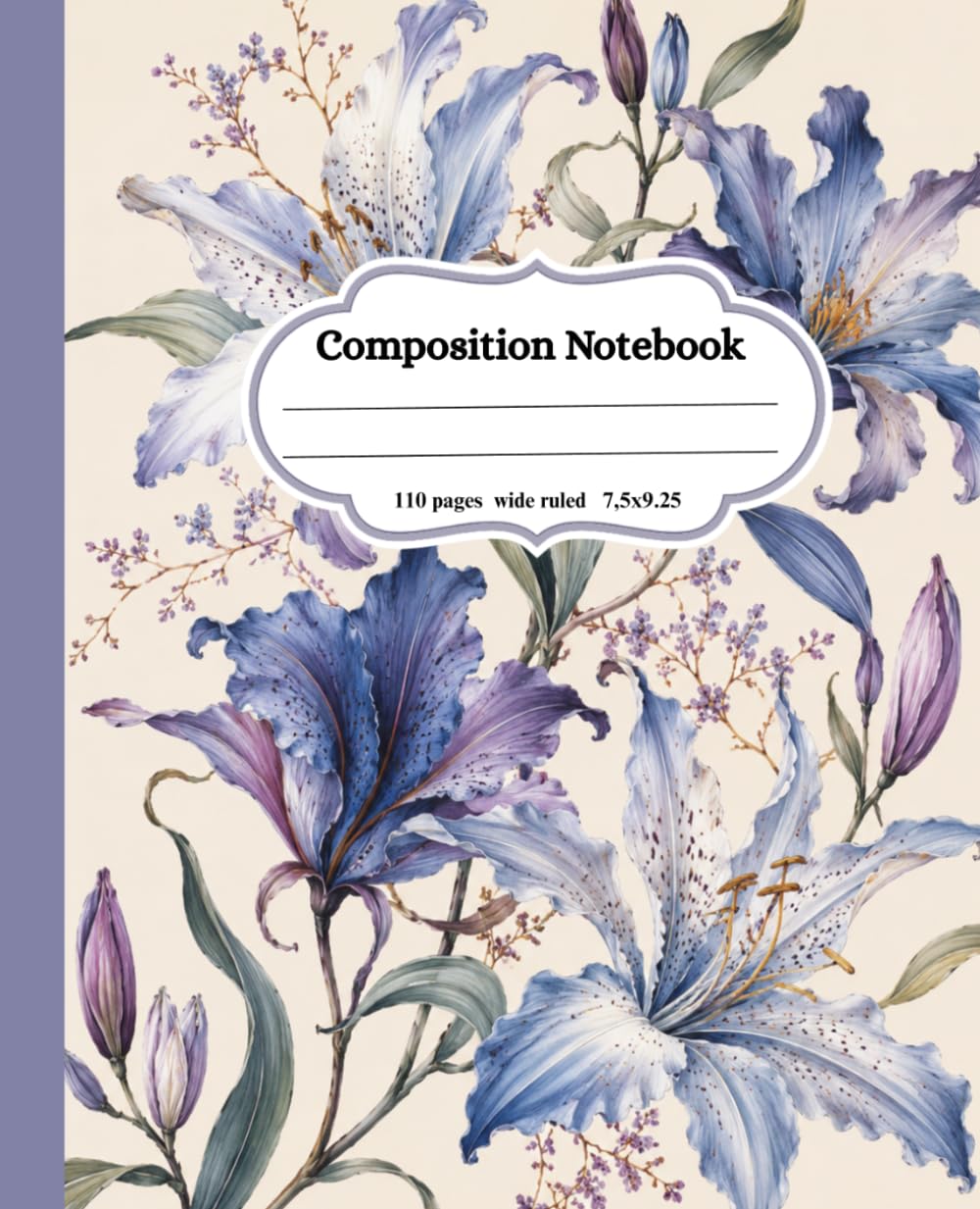 Vintage Lily Composition Notebook: Purple and Blue Floral Illustration Cover | Wide Ruled Lined Paper Book for Students, Teens & School | Antique... Girls & Women | 110 Pages, 7.5 x 9.25 Inches baixar o livro de graça