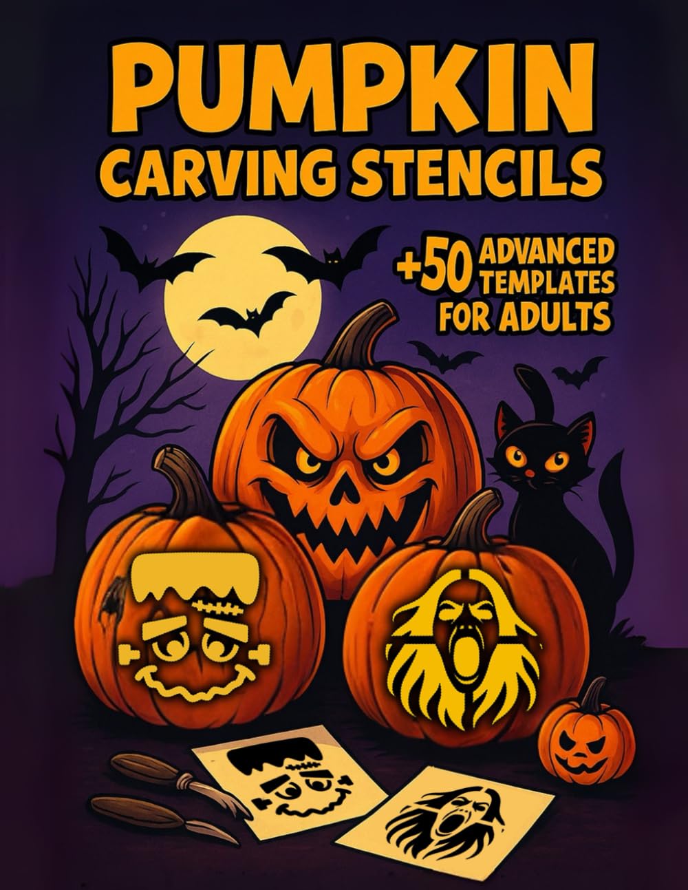 Pumpkin Carving Stencils: Funny and Scary Templates for Jack-o'-Lantern Crafts and Halloween Party Decorations | Advanced Patterns for Adults. baixar o livro de graça