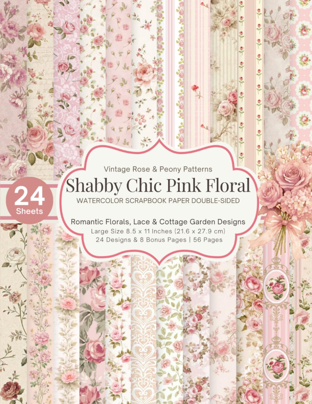 Shabby Chic Pink Floral Scrapbook Paper: 24 Double-Sided Vintage Rose & Peony Patterns | Romantic Watercolor Florals, Lace & Cottage Garden Designs | 8.5 x 11 Craft Paper for Journals, Cards & DIY baixar livro de graça