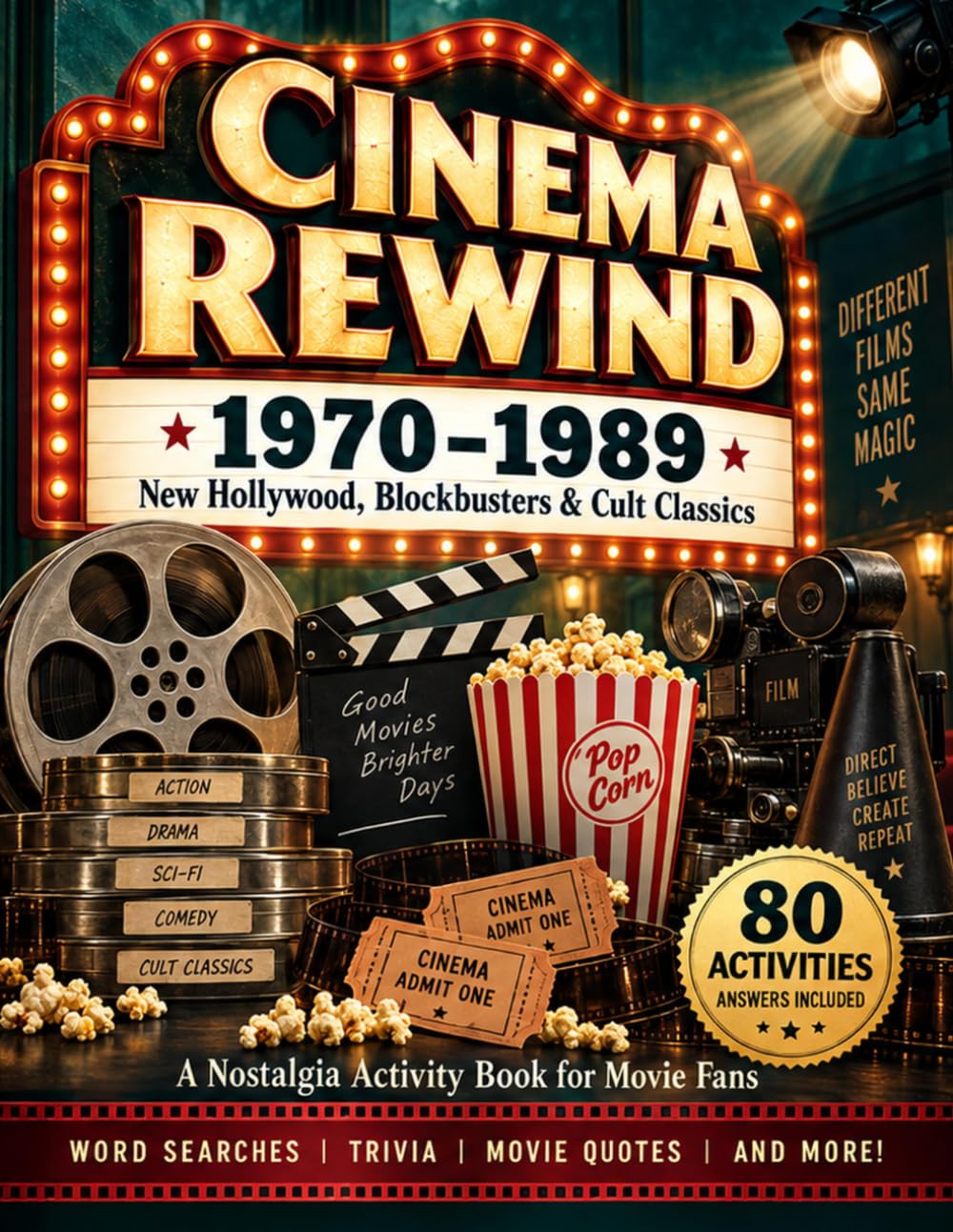 Cinema Rewind: 1970–1989: New Hollywood, Blockbusters & Cult Classics: A Nostalgia Activity Book for Movie Fans baixar o livro de graça