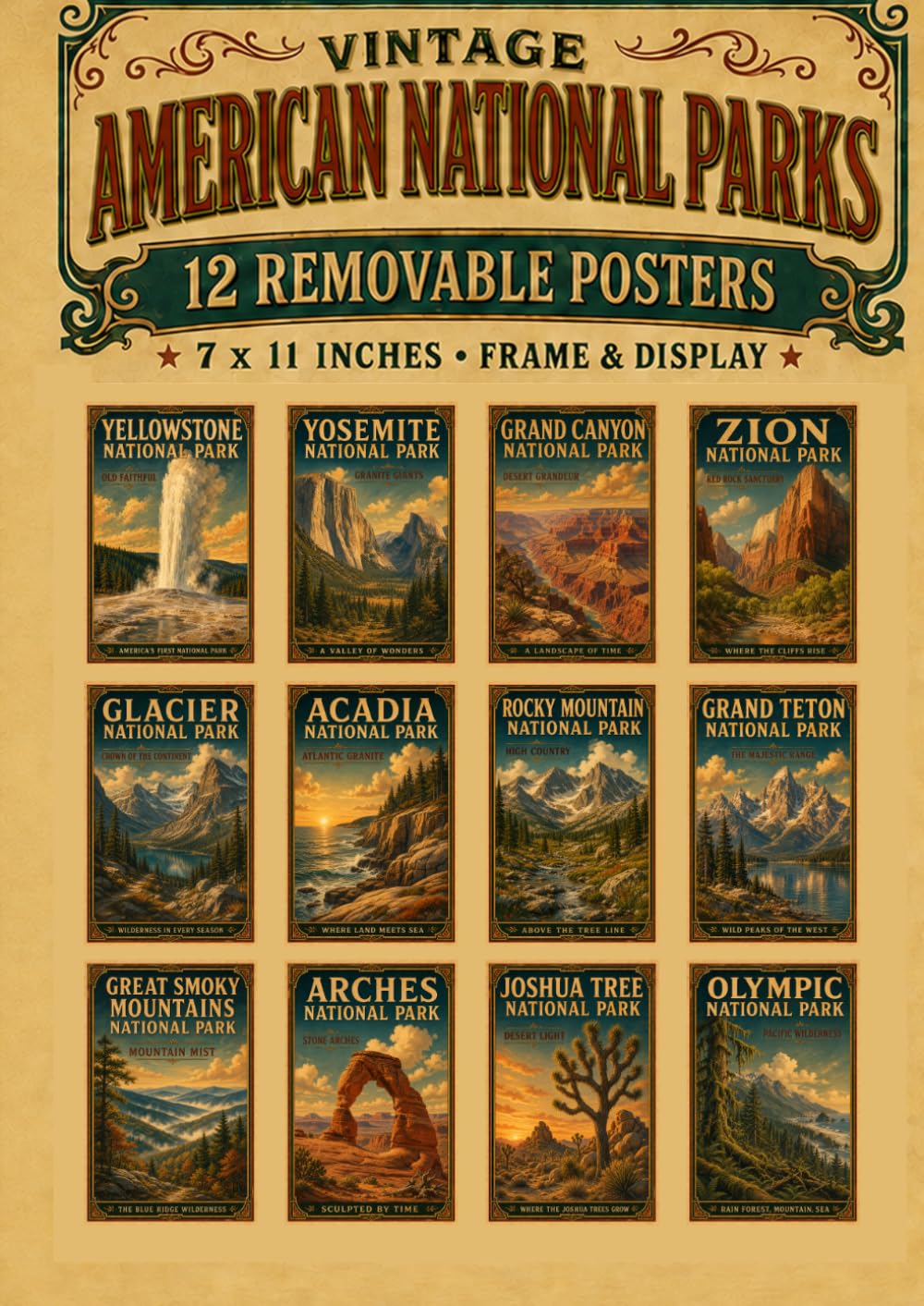 Vintage American National Parks: 12 Vintage Travel Art Posters for Home, Cabin & Lodge Decor (12 Posters to Frame & Display) baixar o livro de graça