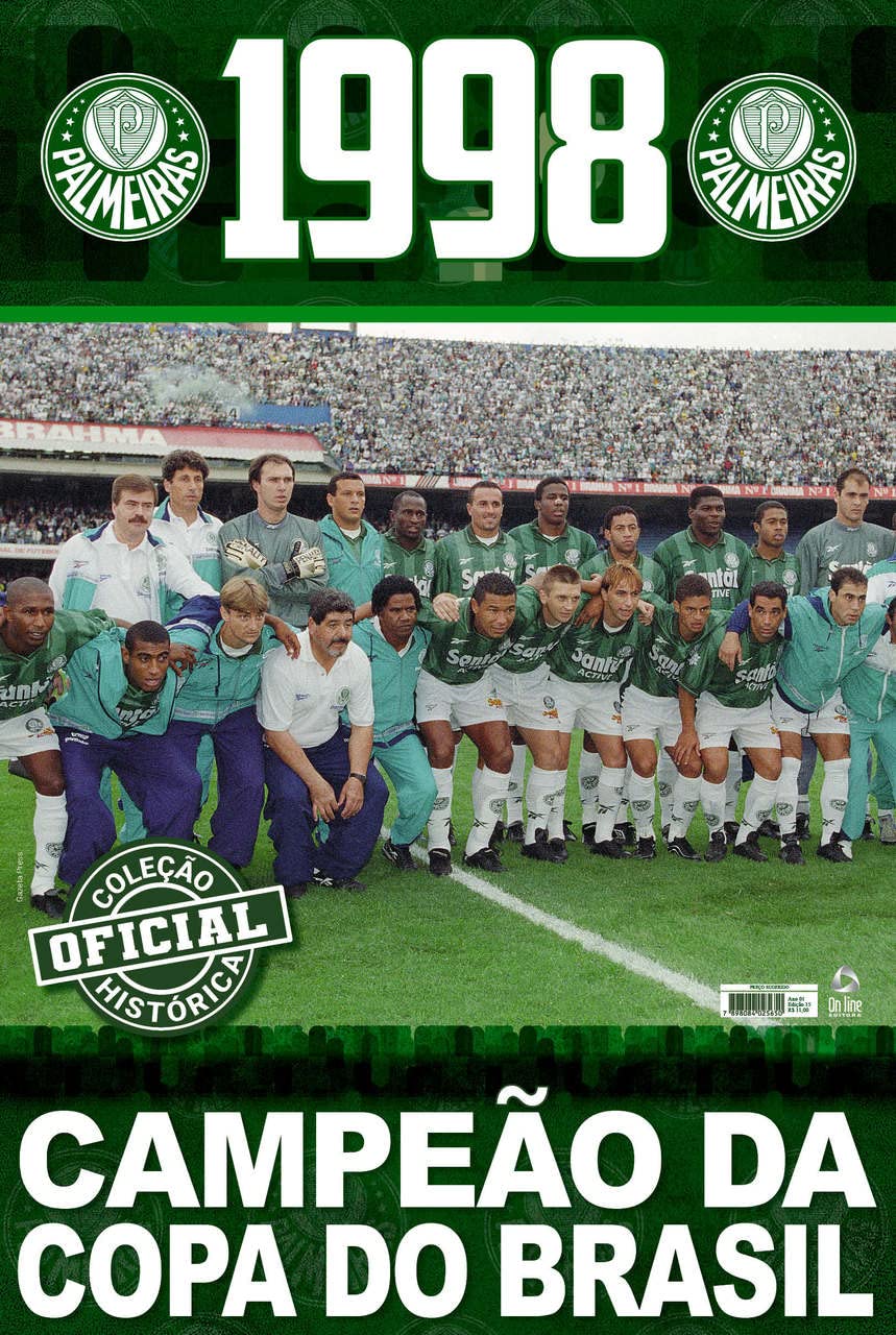 ler totalmente Coleção Oficial Histórica Palmeiras Edição 15 - Pôster Copa do Brasil 1998