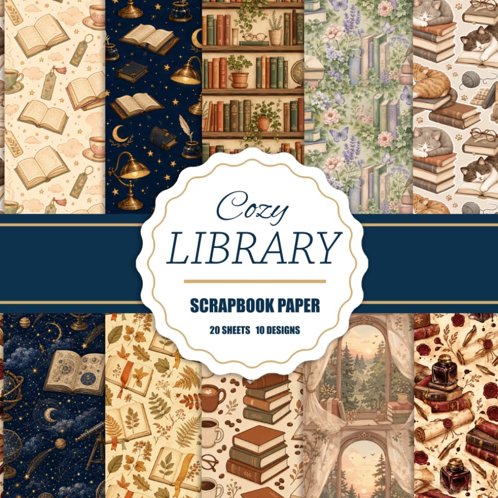 capítulo por capítulo baixar Cozy Library Scrapbook Paper: Vintage Bookish Patterns with Books and Reading-Themed Designs for Scrapbooking, Journaling and Paper Crafts 20 Double Sided Sheets 10 Designs