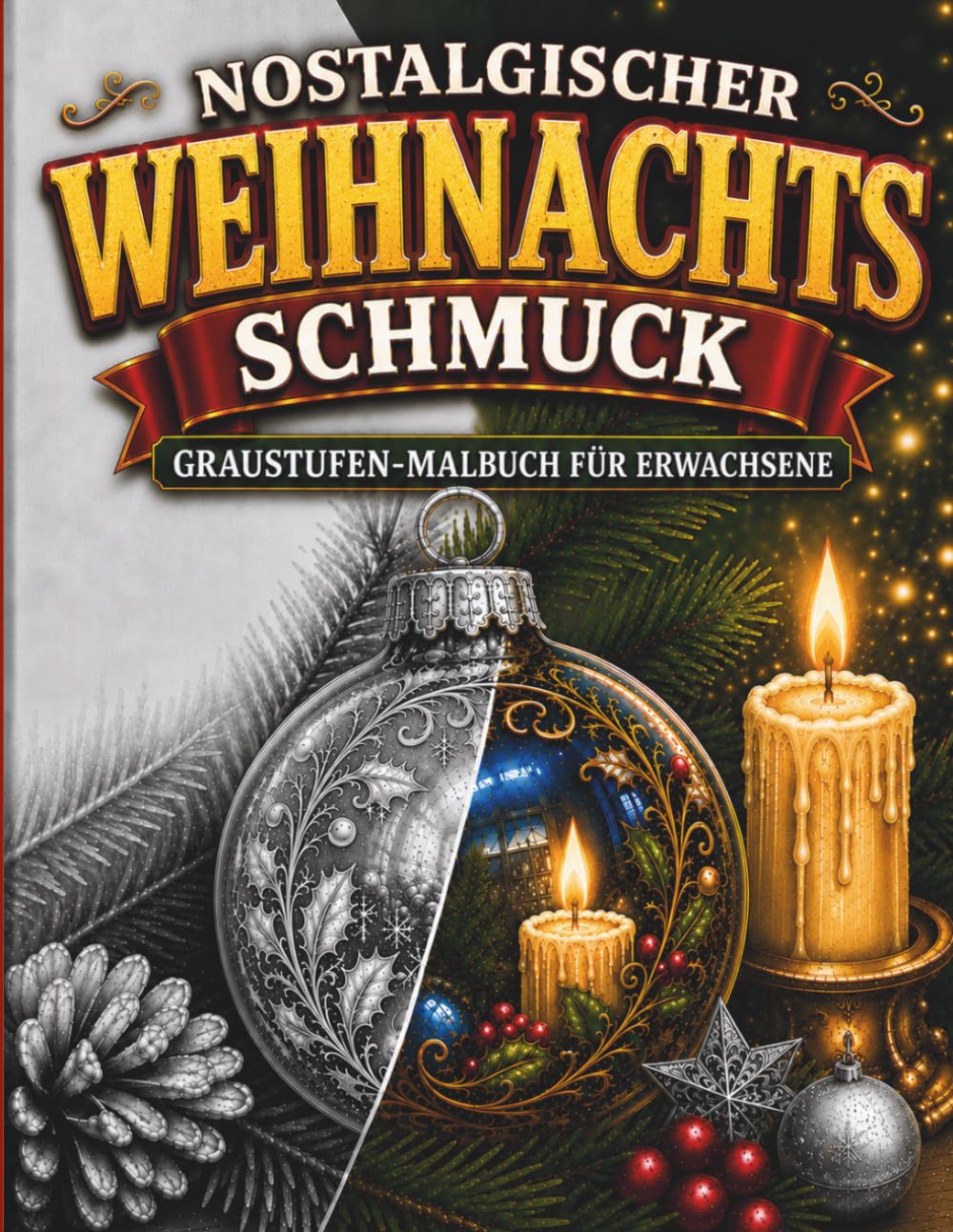 ler totalmente Nostalgischer Weihnachtsschmuck Graustufen-Malbuch für Erwachsene: Vintage Weihnachtsmotive für Erwachsene – ein entspannendes Graustufen-Malbuch für Ruhe, Kreativität und Stressabbau