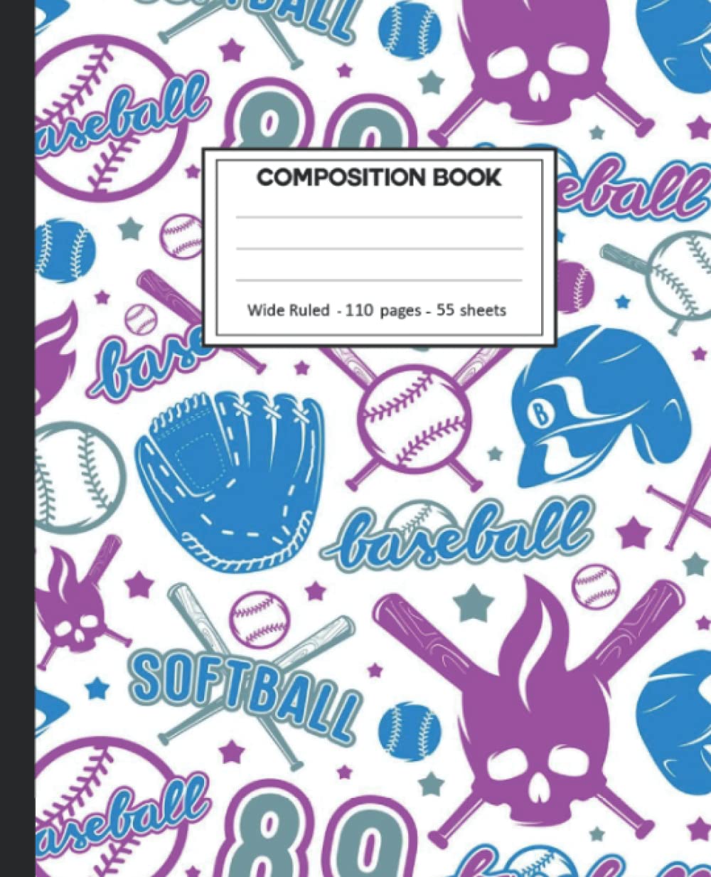 ler totalmente Composition Notebook: College Ruled: 110+ Lined Pages Writing Journal: Baseball on White.