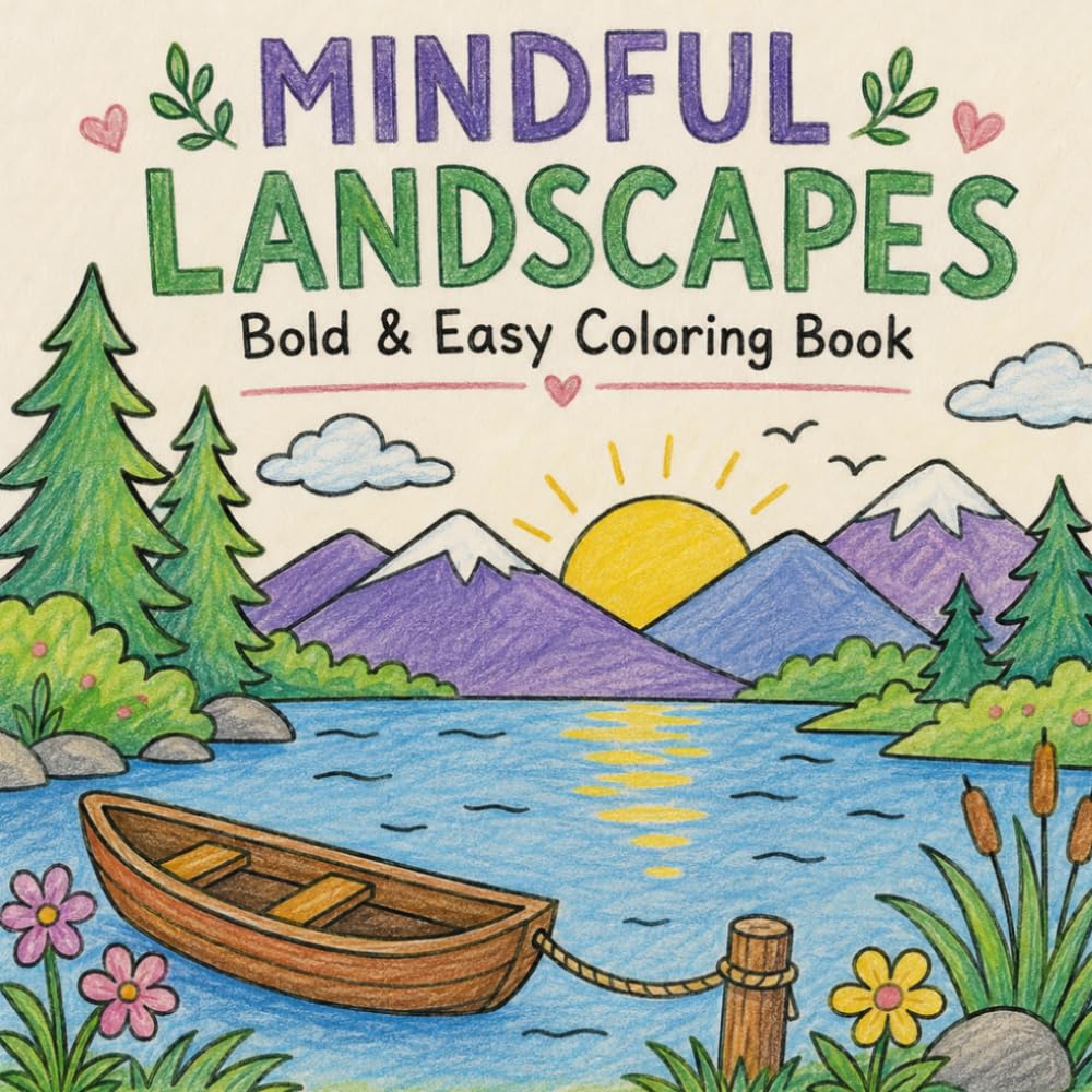 ler totalmente Mindful Landscapes: Bold and Easy Coloring book for Adults