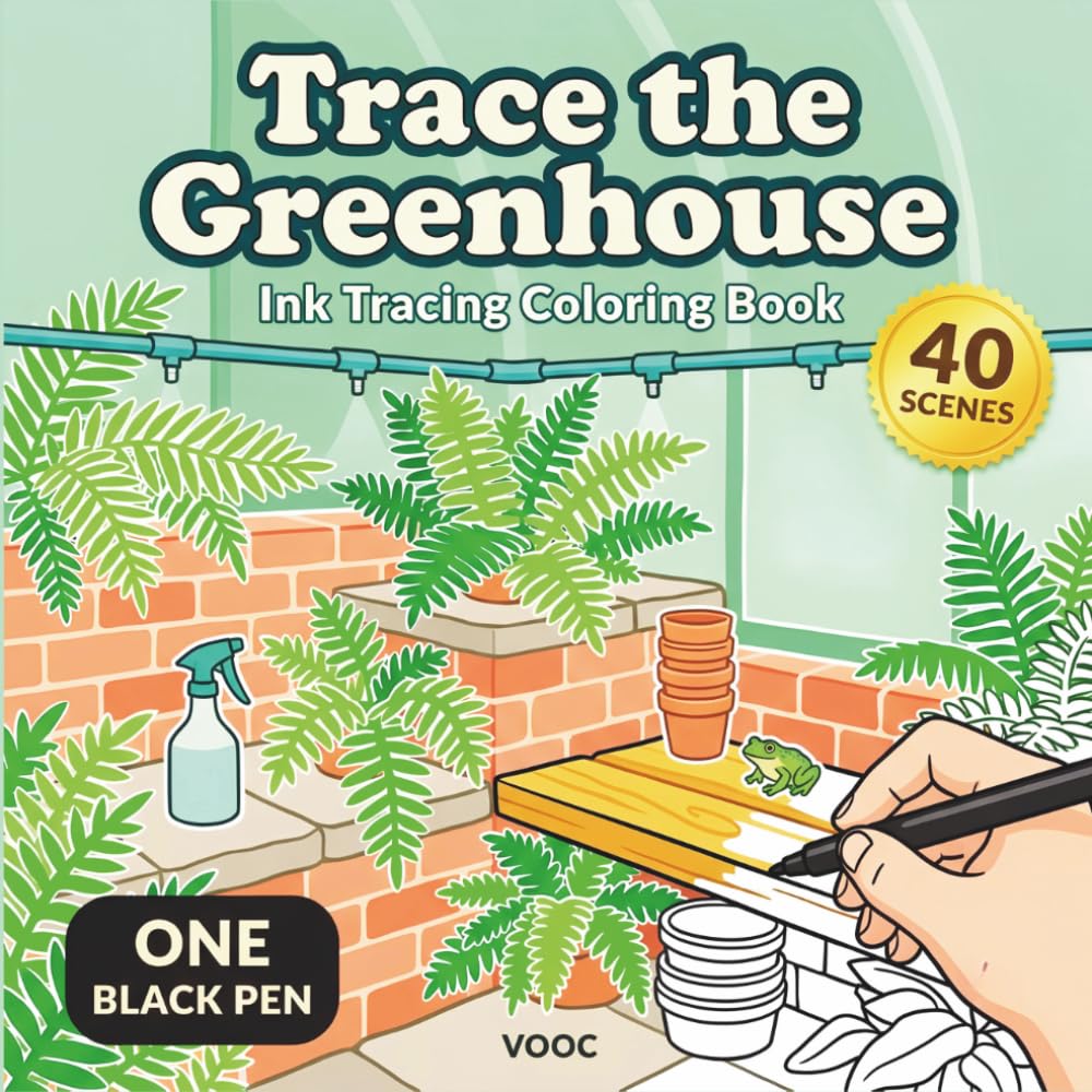 capítulo por capítulo baixar Trace The Greenhouse: Ink Tracing Coloring Book of Glasshouses and Plant Rooms - 40 Scenes to Trace with One Black Pen (Trace Along - The Waiting Line)