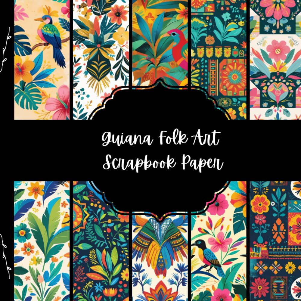 ler totalmente Guiana Folk Art Scrapbook Paper, South America Junk Journal Paper, Travel Decorative Paper, DIY Projects, Origami, Collage Sheets, Decoupage Paper, 10 Designs, Double Sided