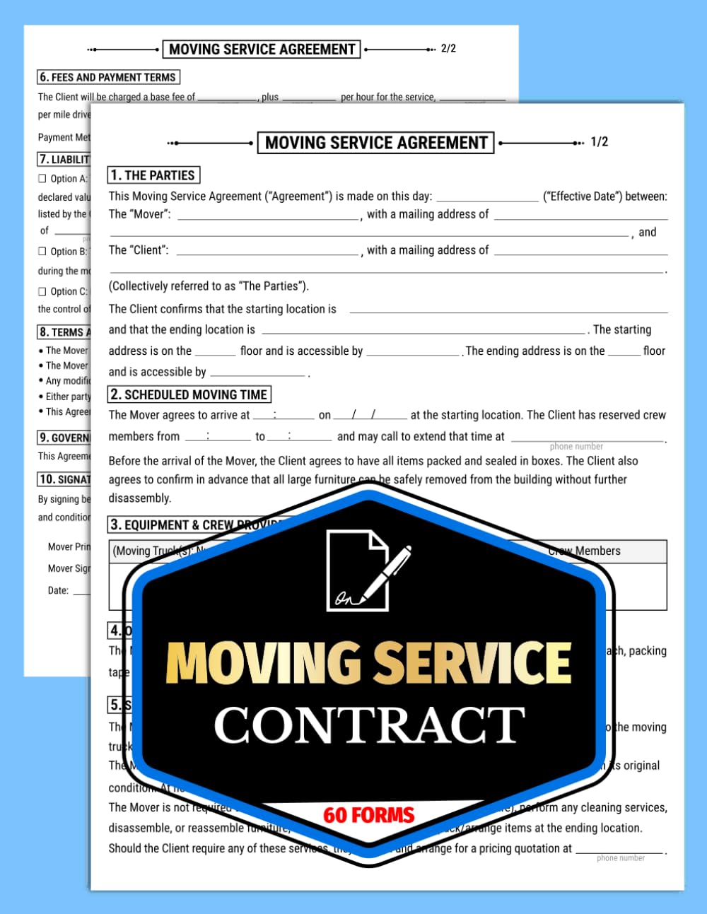 Moving Service Contract: Agreement Forms for Movers and Clients | Includes Pricing, Liability Options & Signatures | 60 Forms, 120 Two-Sided Pages baixar o livro de graça