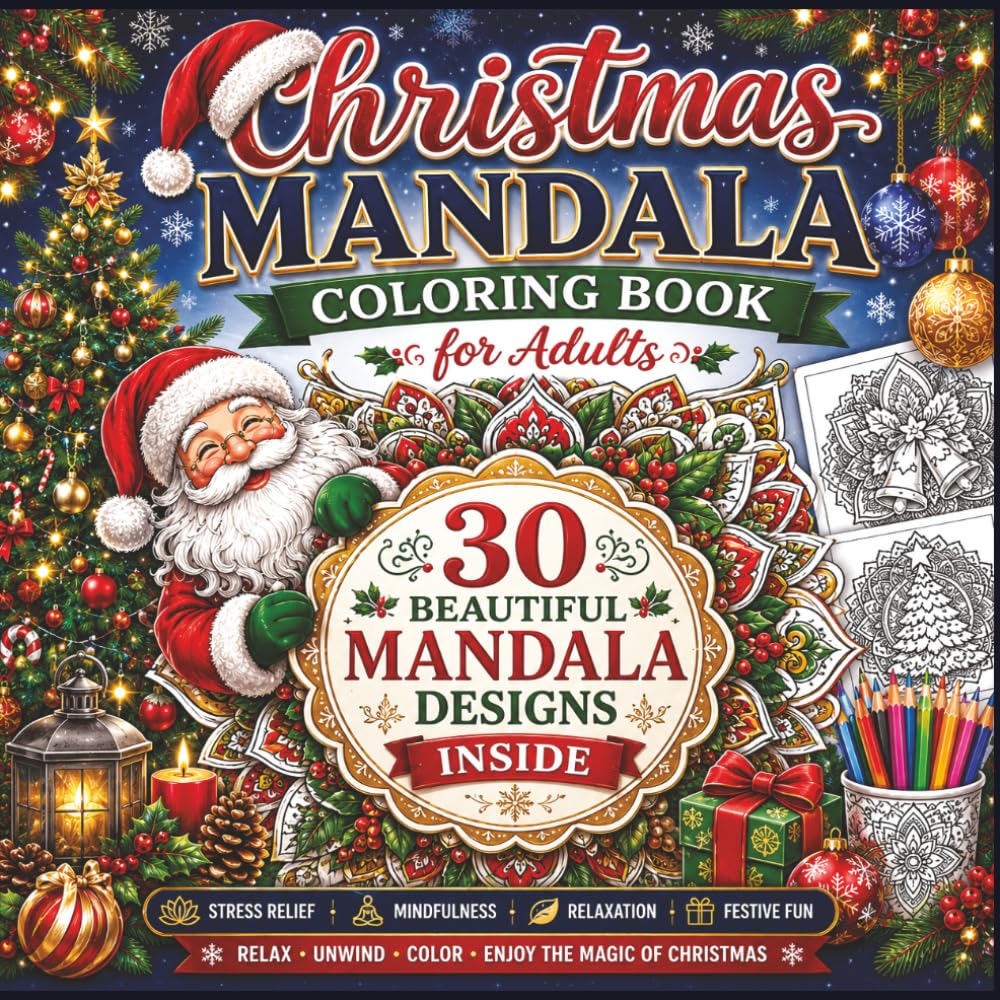 capítulo por capítulo baixar Christmas Mandala Coloring Book for Adults: Relaxing Holiday Mandala Designs for Stress Relief, Mindfulness, Festive Fun, and Creative Christmas Coloring for Adults and Teens