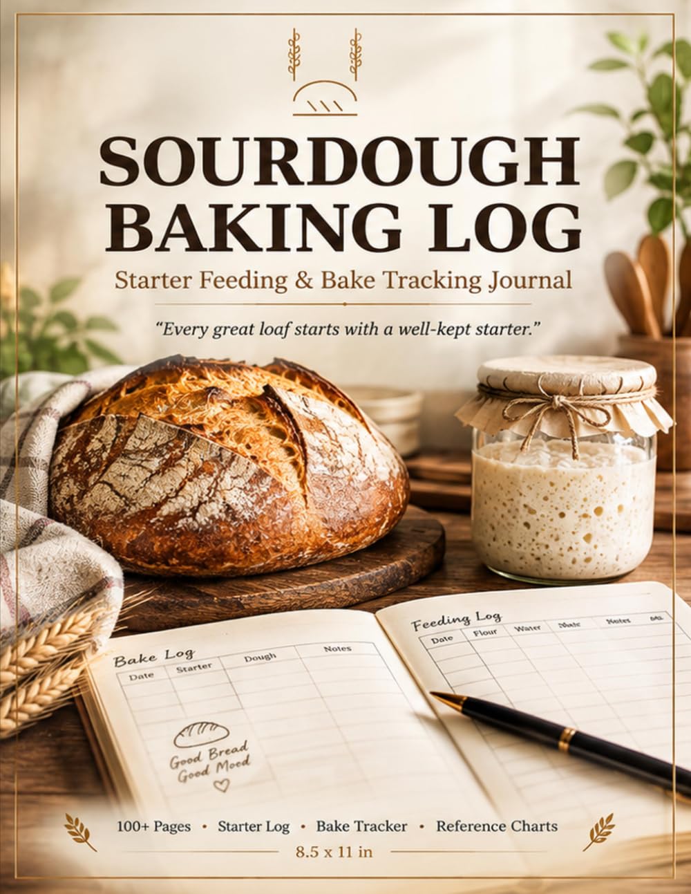 Sourdough Baking Log: Starter Feeding & Bake Tracking Journal for Home Bakers | 100+ Pages to Track Starter Health, Bakes, Flour Blends & Fermentation Times baixar livro de graça